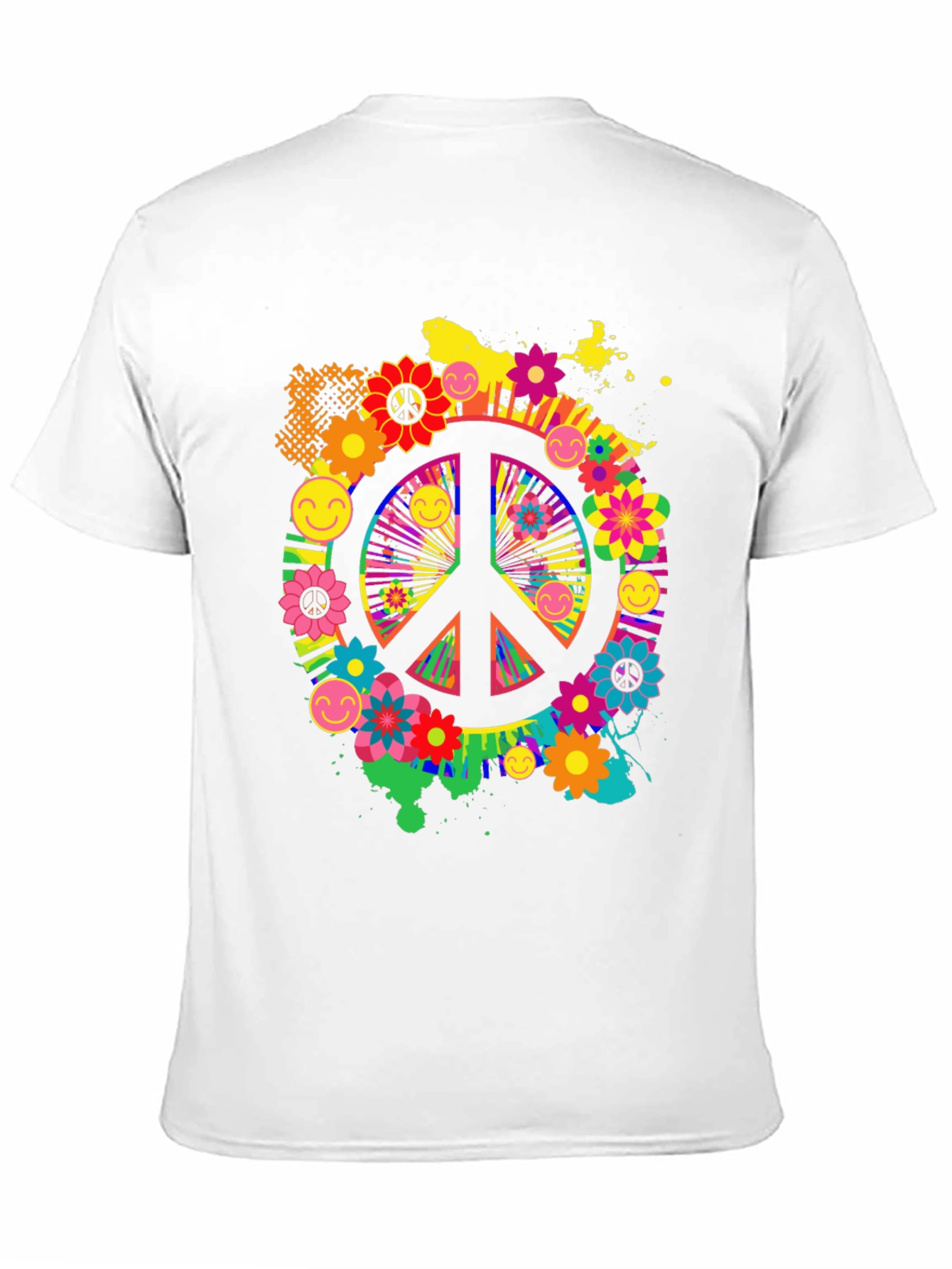 Black Groovy Peace Sign Graphic Tee - Retro Style view 11