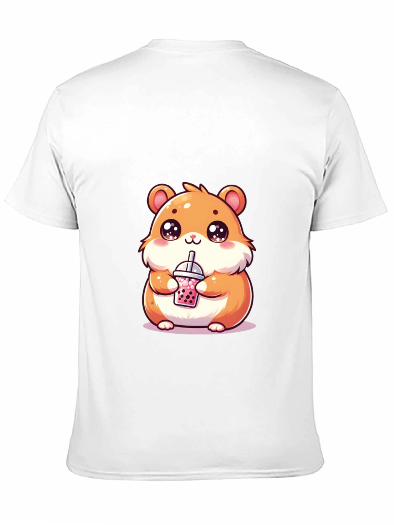 Black Cute Hamster Boba Tea Graphic T-Shirt view 11