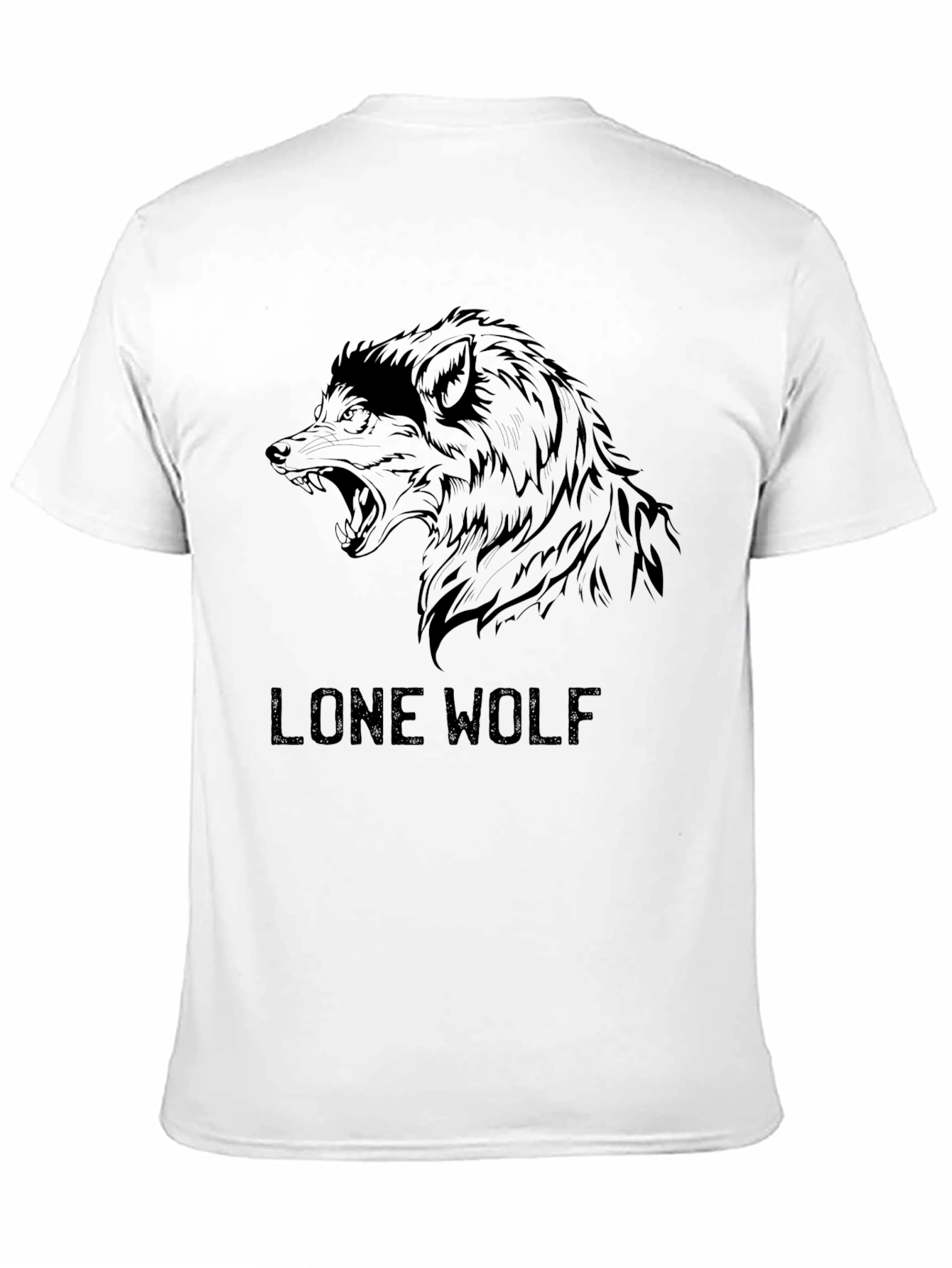 Black Lone Wolf Graphic Tee - Men's Black T-Shirt view 11