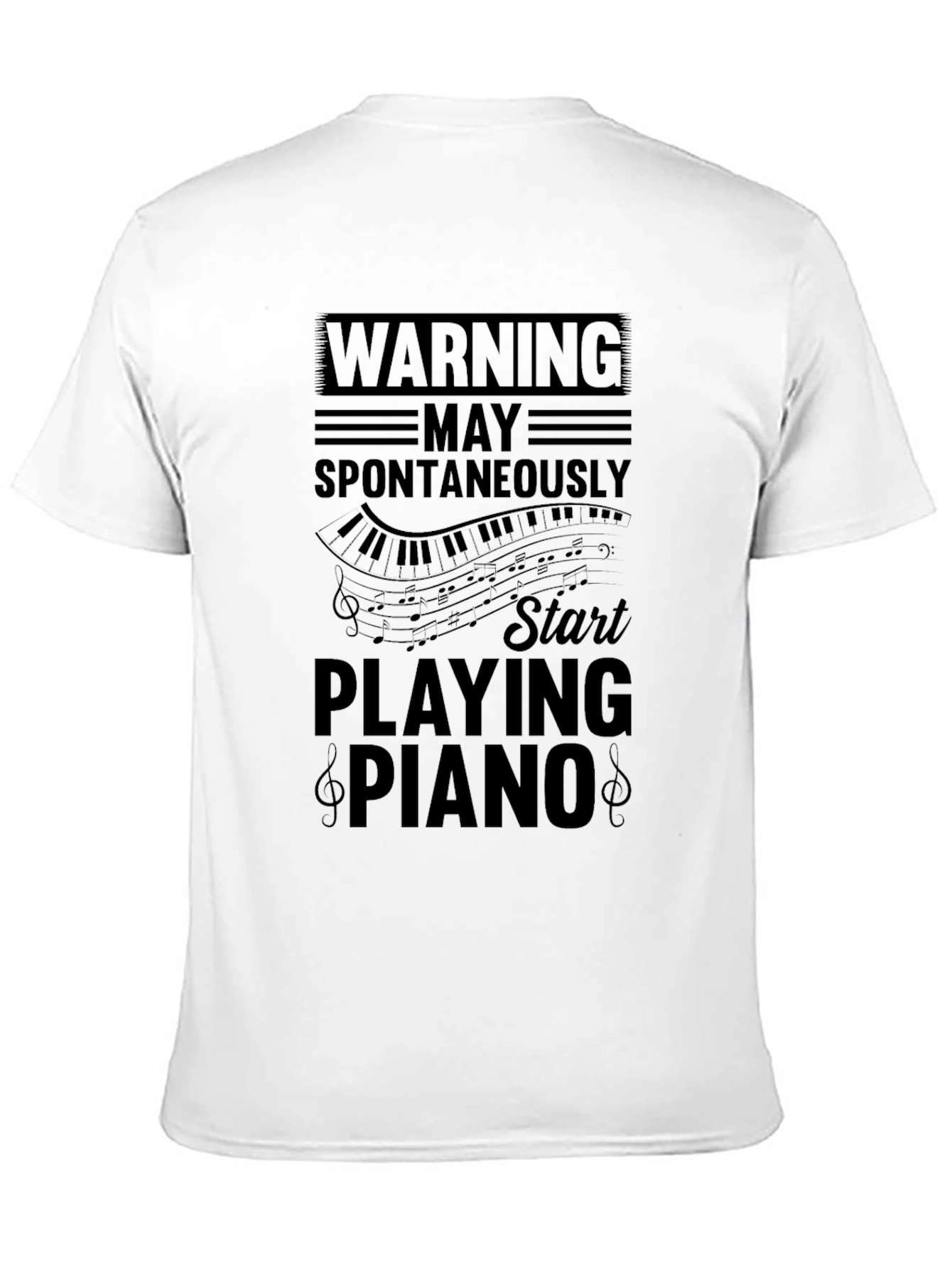 Black Warning: May Spontaneously Play Piano Graphic Tee view 11
