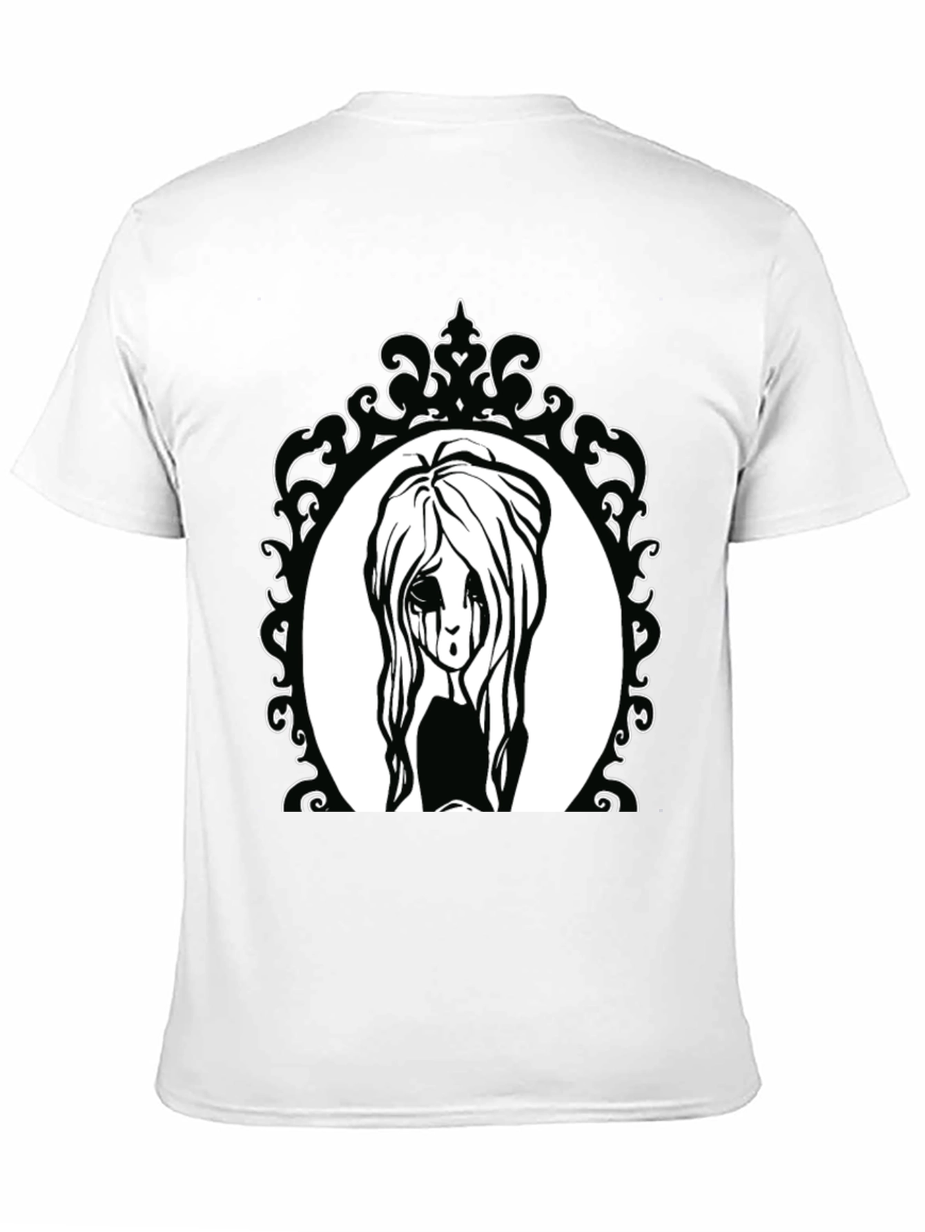 Black Gothic Girl Portrait Black Tee view 11