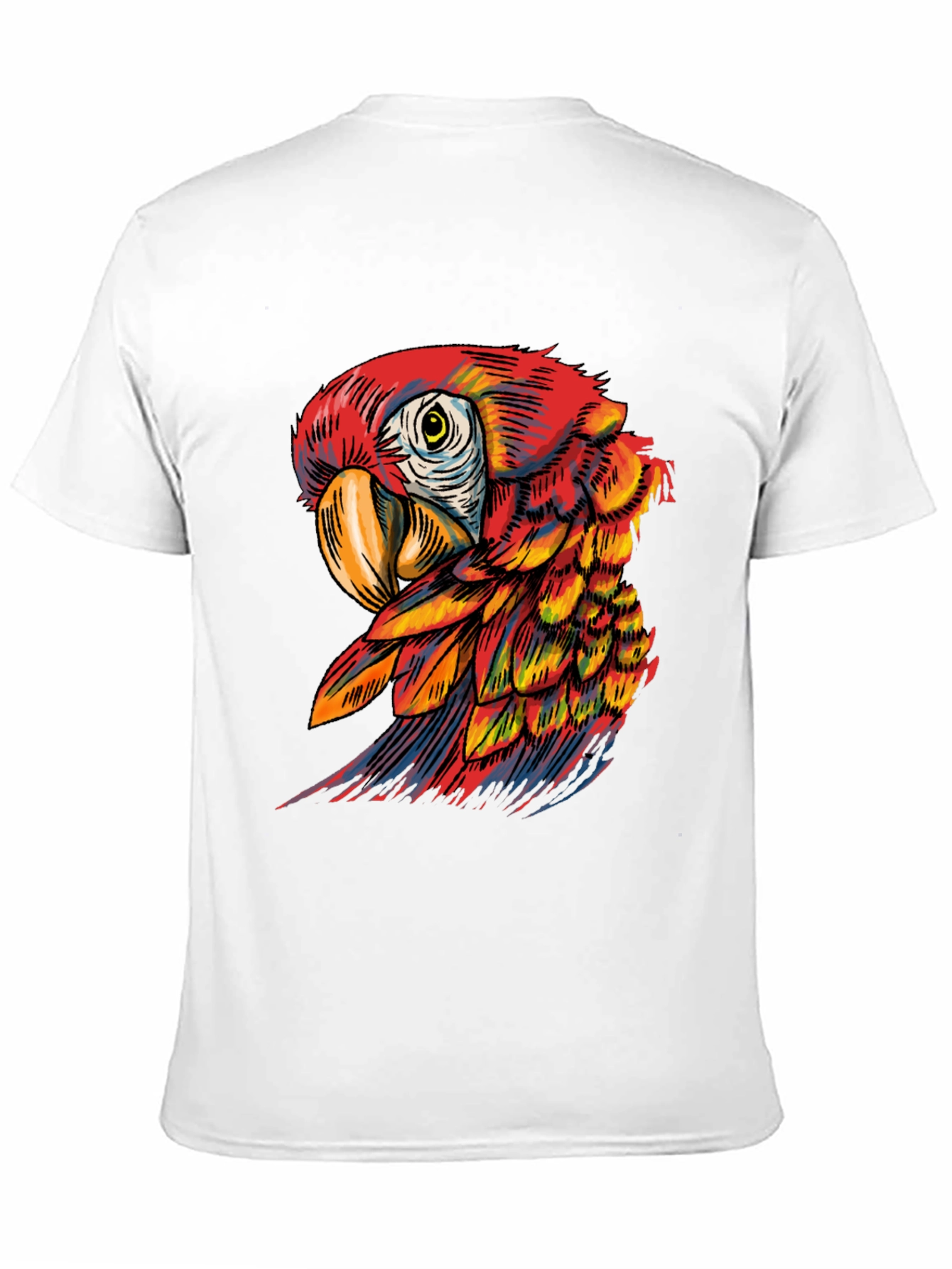 Black Vibrant Parrot Graphic Tee - Soft Black Cotton Blend view 11