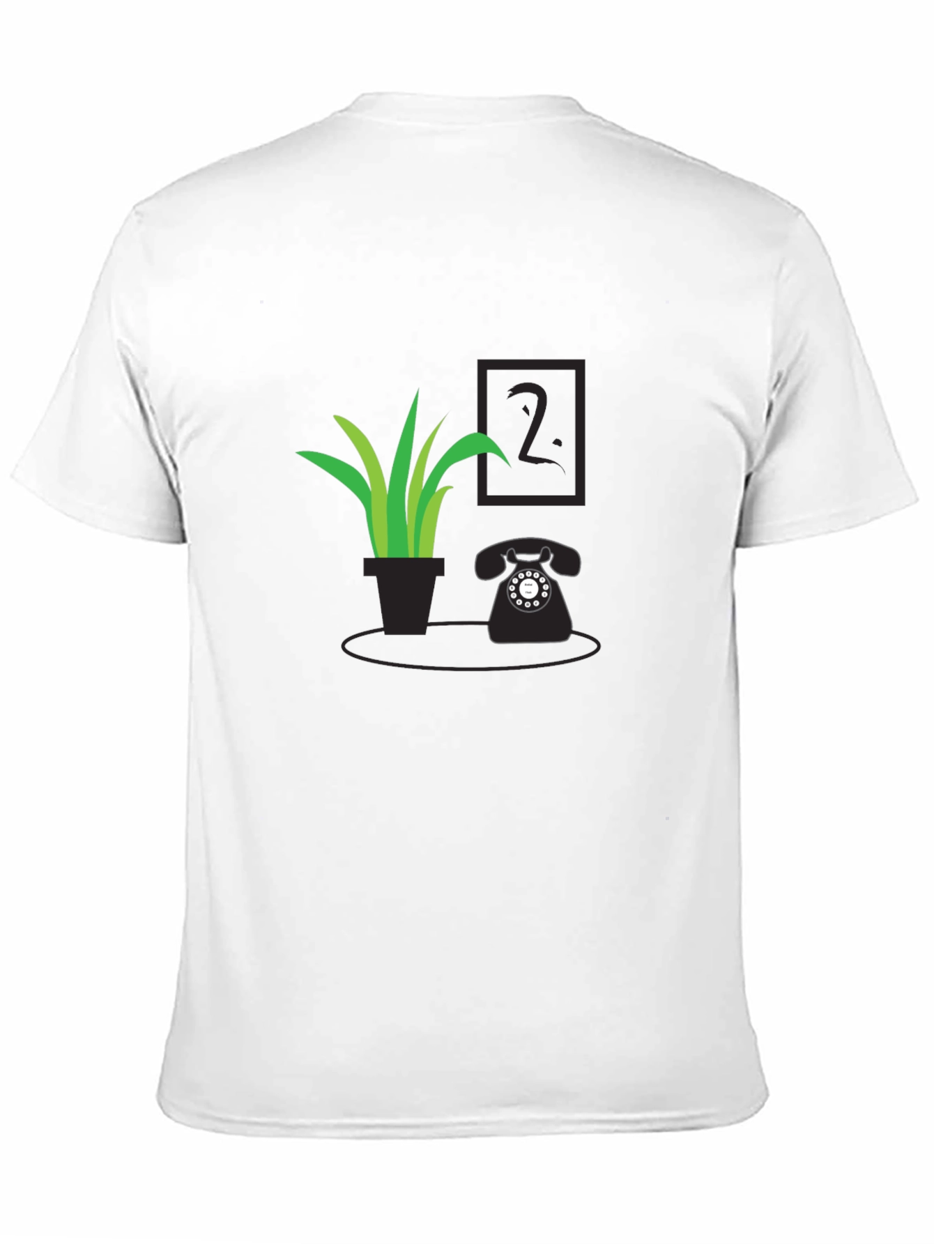Black Plant & Rotary Phone Black Graphic Tee view 11