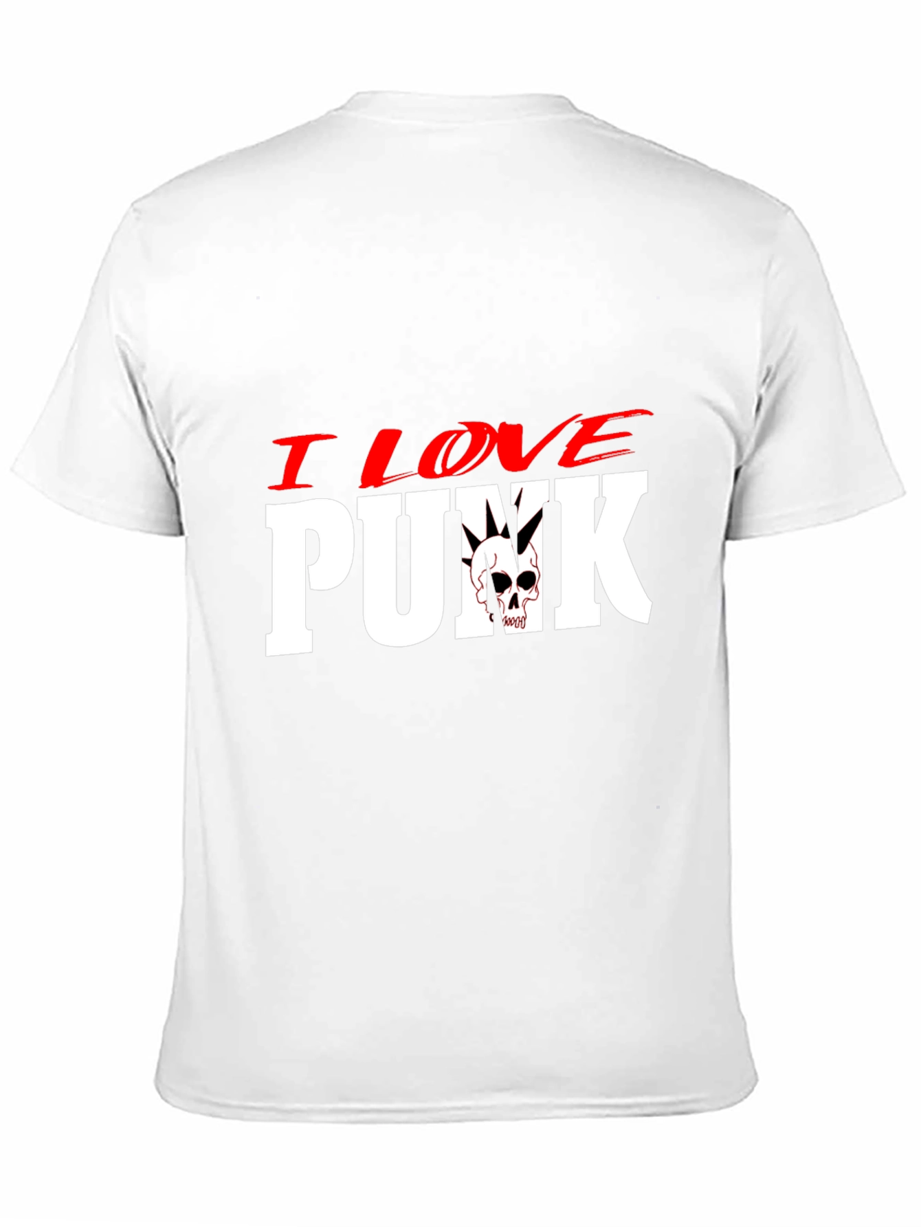 Black I Love Punk T-Shirt - Skull Design view 11