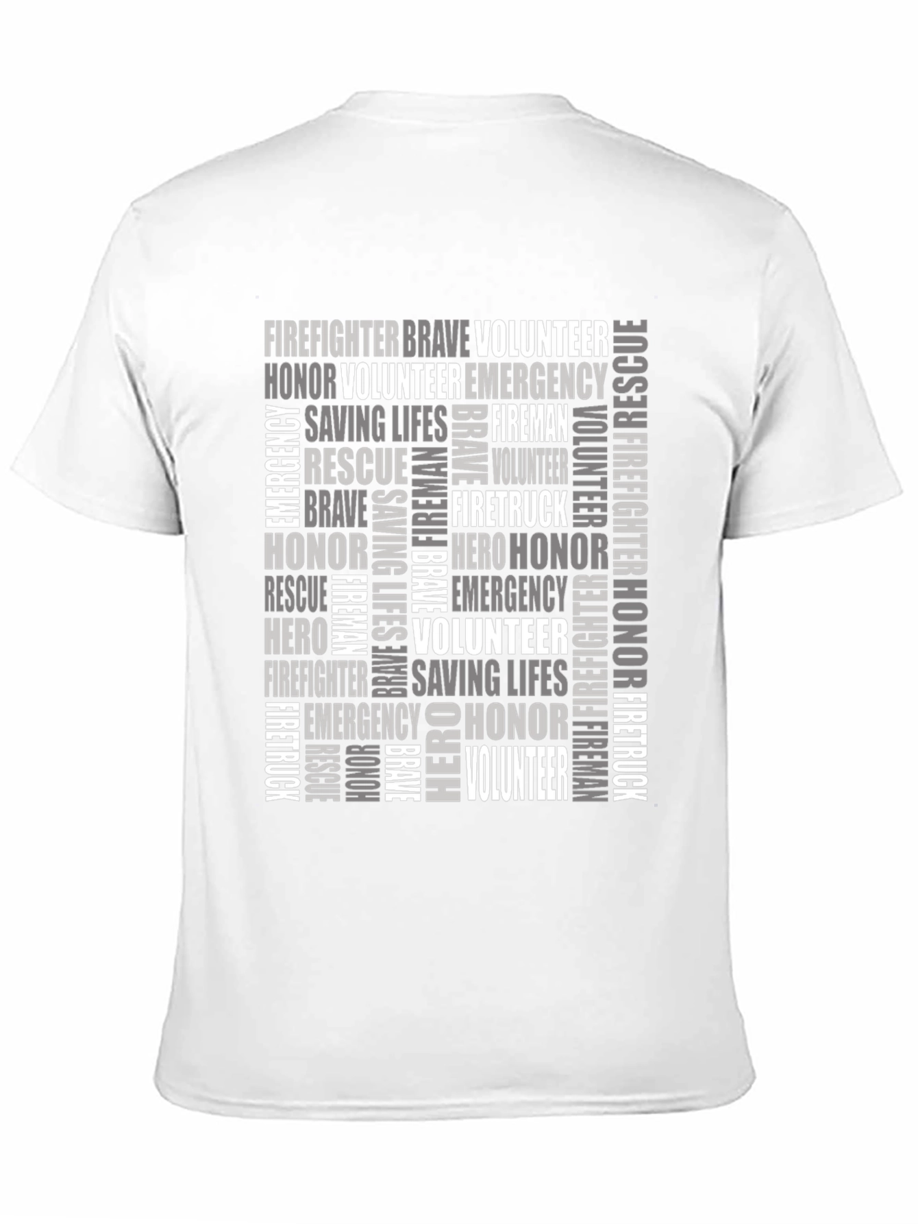 Black Firefighter Word Art T-Shirt - Heroic Tribute Tee view 11