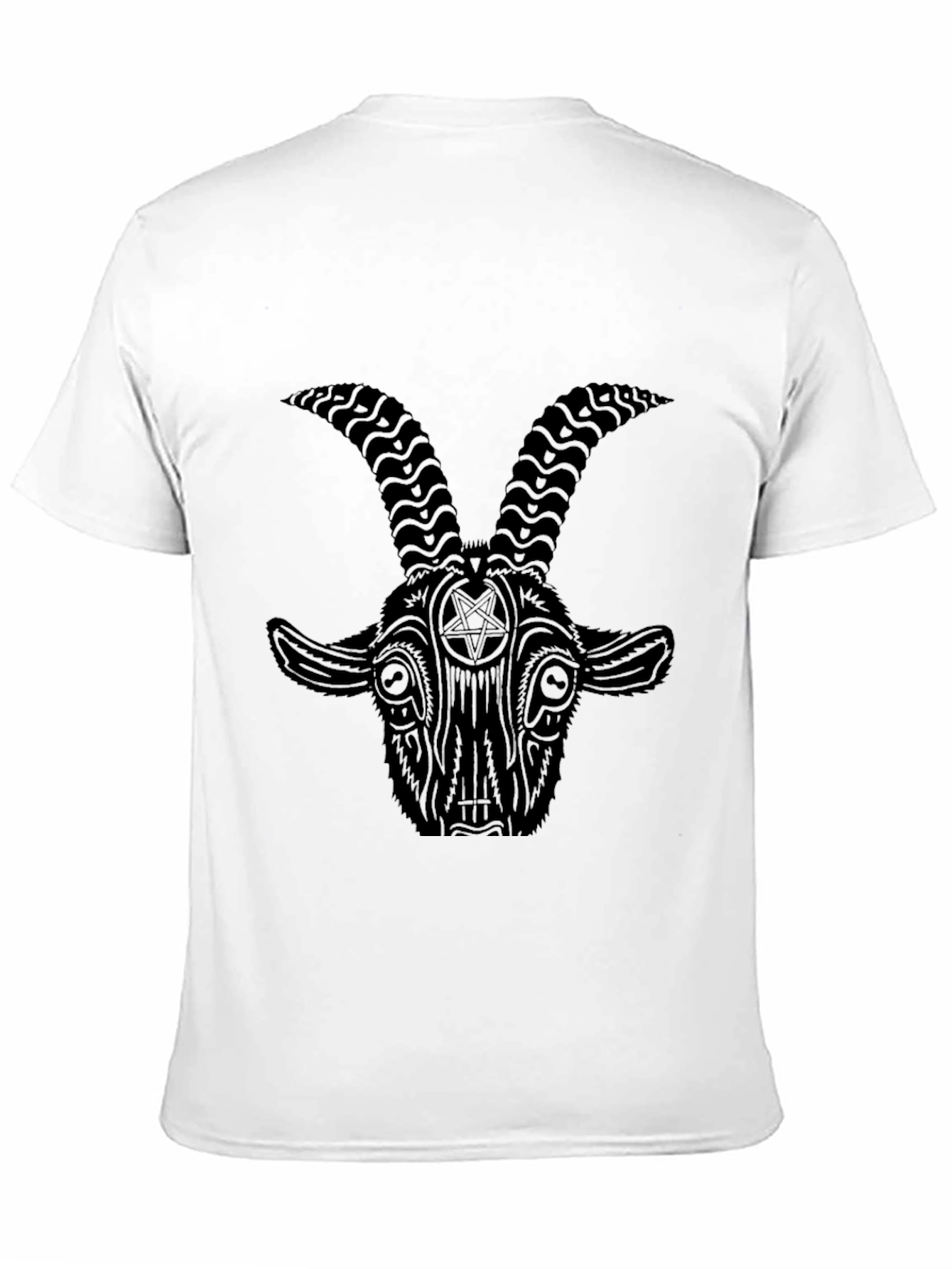 Black Baphomet Goat Head Graphic Print Black T-Shirt view 11