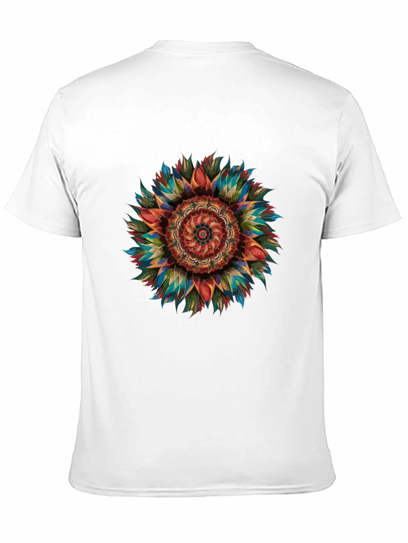 Vibrant Mandala Graphic Print Men's Black T-Shirt - 11
