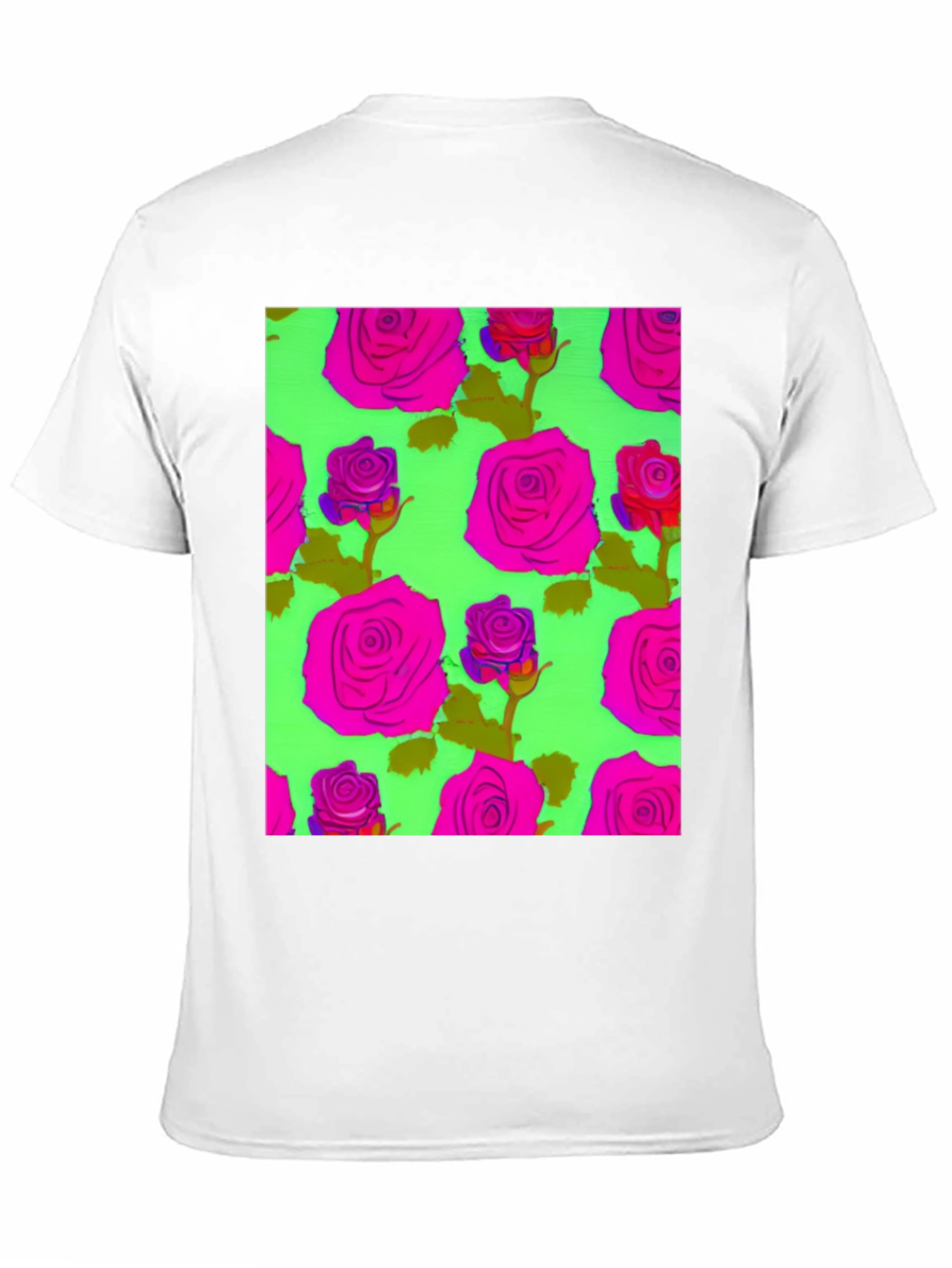 Black Vibrant Floral Rose Pattern Tee - Trendy Graphic T-Shirt view 11