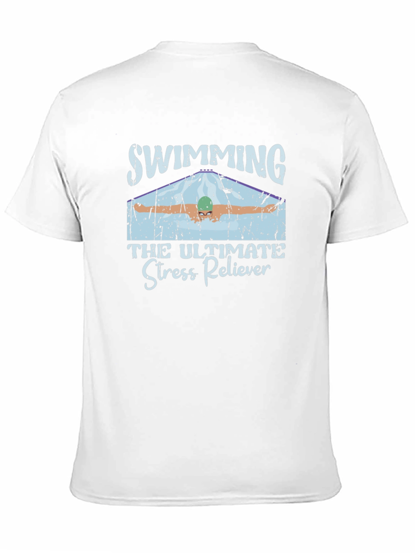 Black Swimming Stress Reliever Black T-Shirt view 11