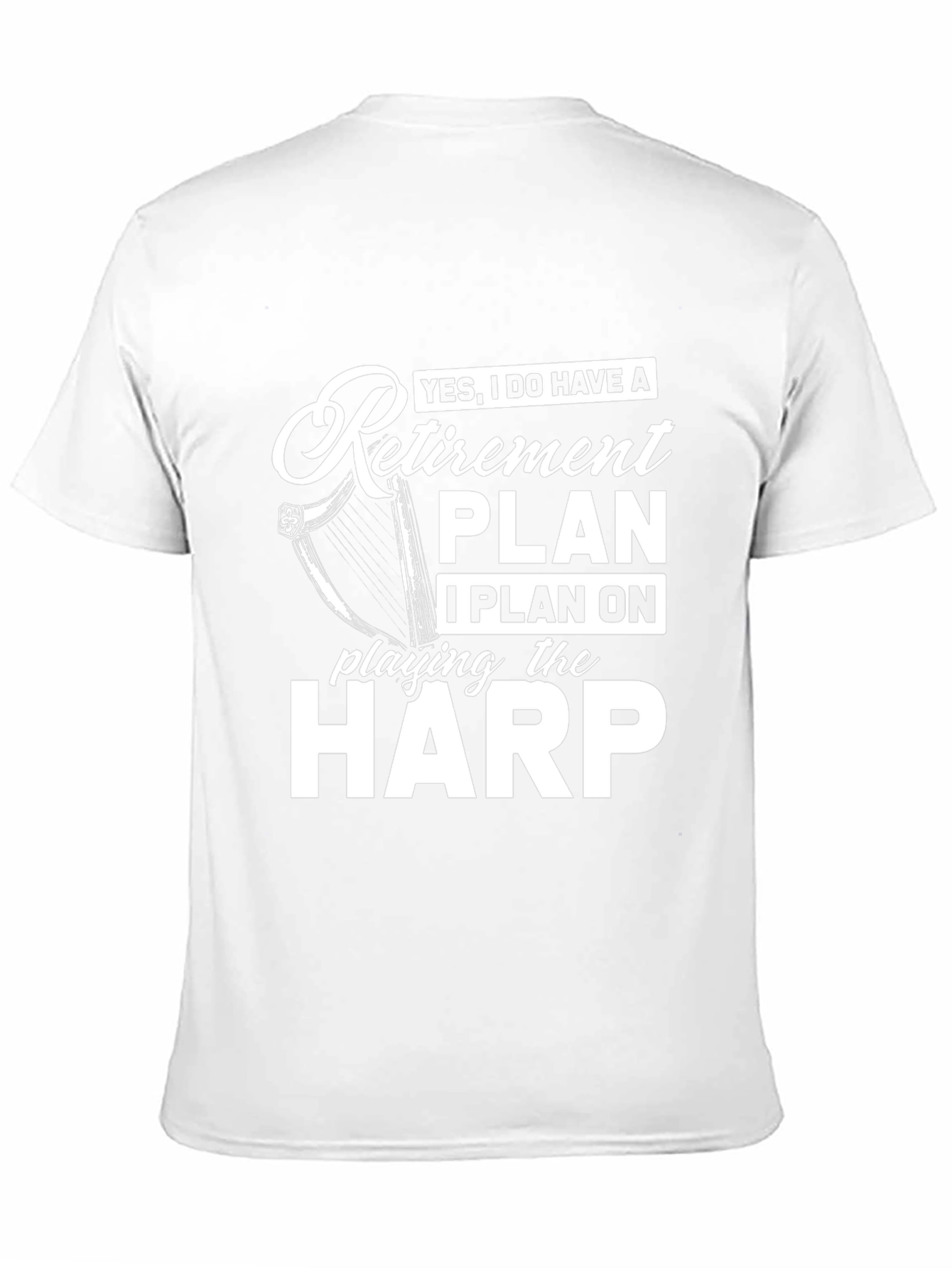 Black Retirement Plan Harp Player Black T-Shirt view 11