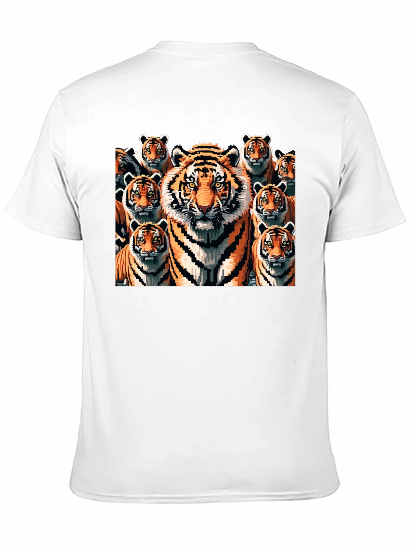 Black Tiger Pixel Art Graphic Tee - Black Cotton Blend view 11