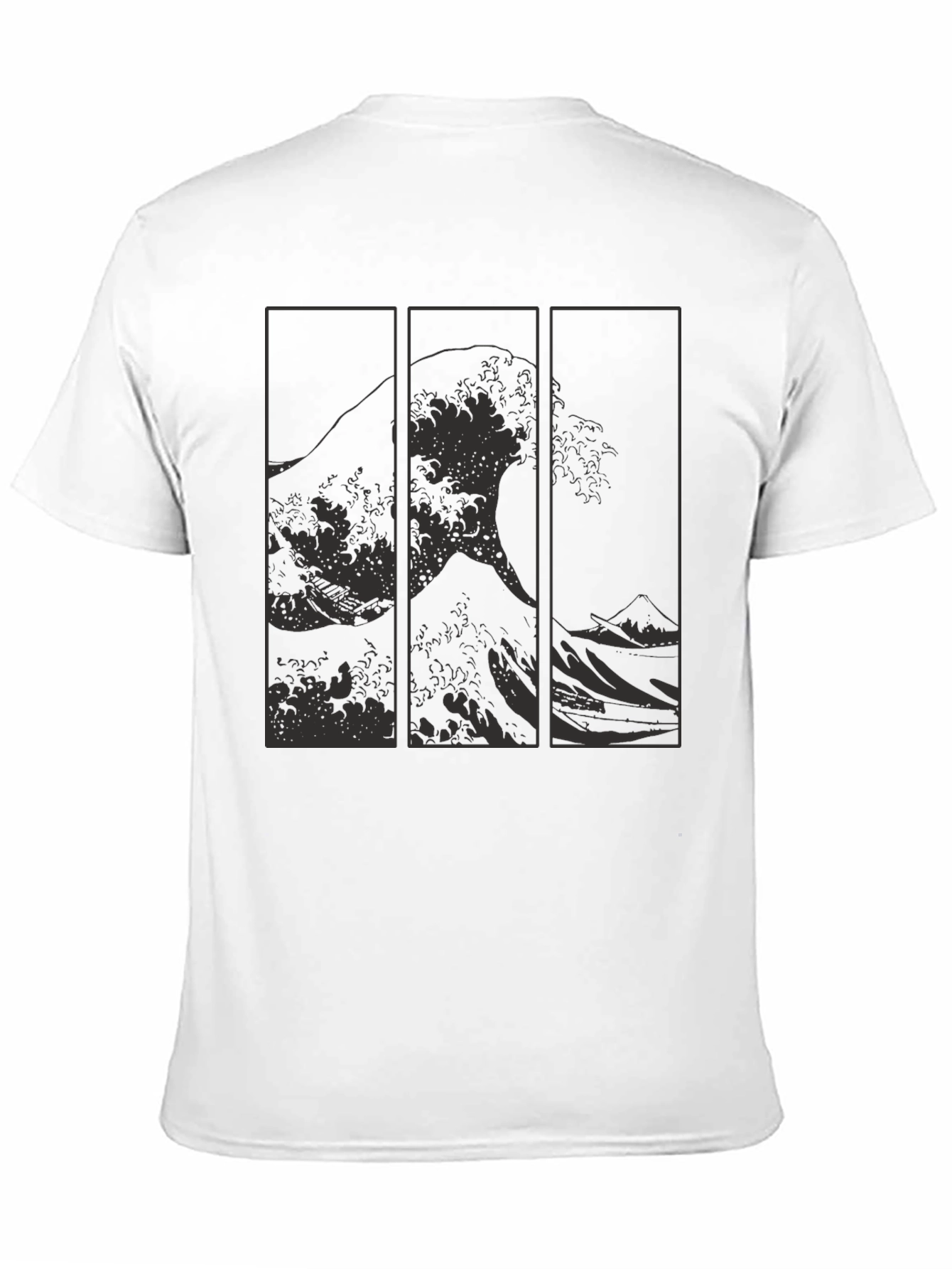 Black Great Wave Triptych Black T-Shirt - Artistic Style view 11