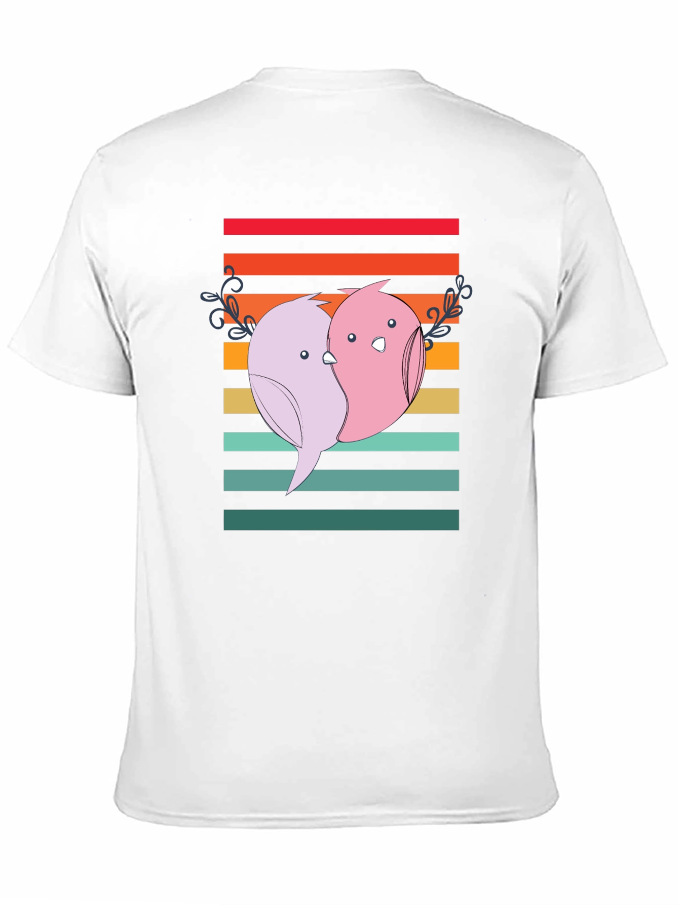 Black Cute Love Birds Graphic Tee - Stylish Unisex T-Shirt view 11