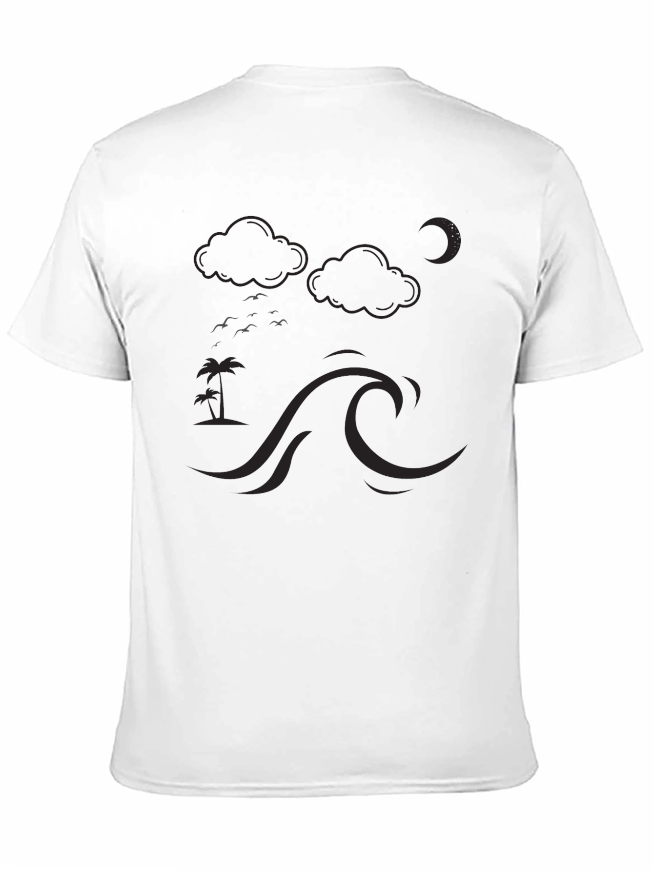 Black Night Waves Graphic Tee - Black Cotton view 11