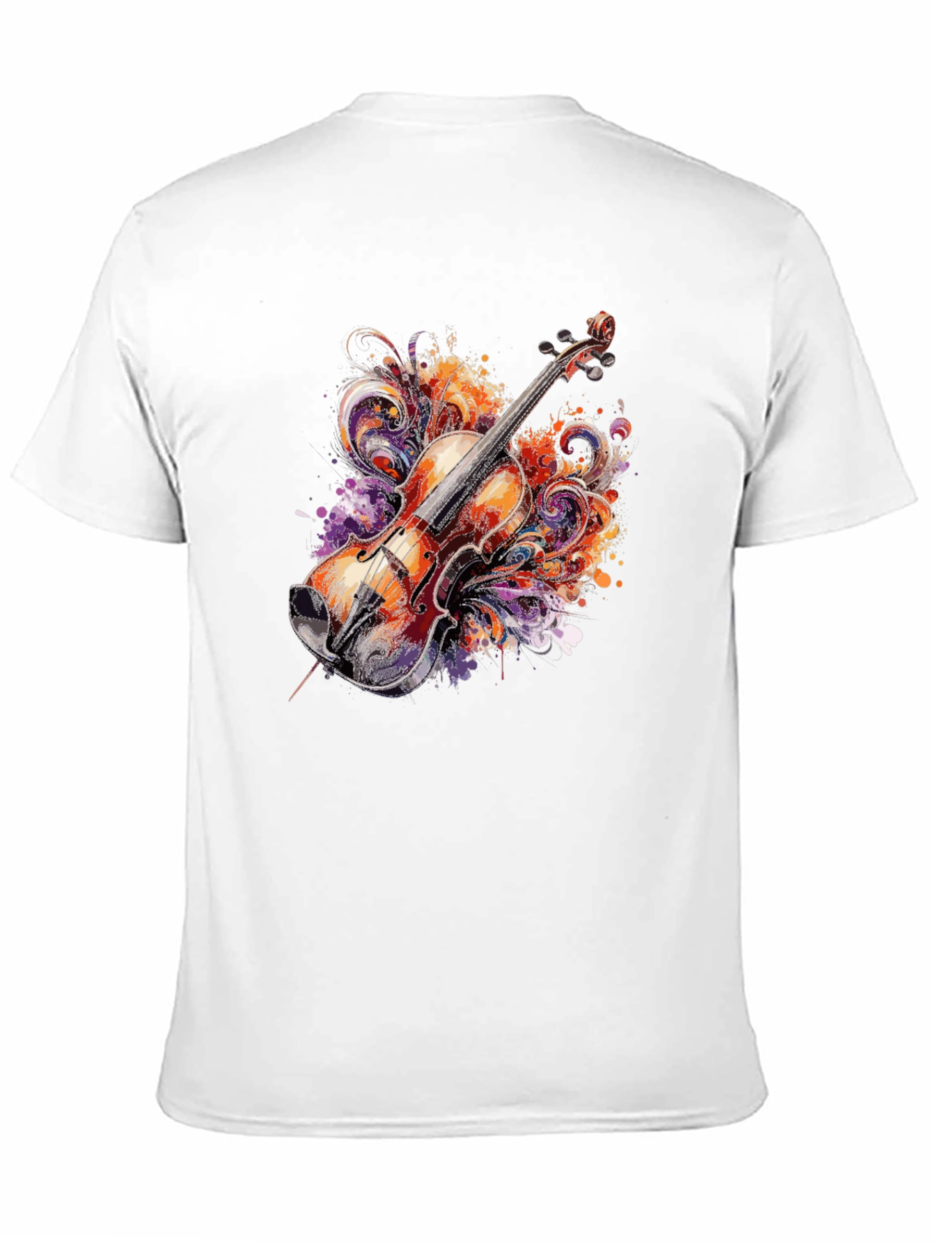 Black Musical Violin Graphic Tee - Artsy Black T-Shirt view 11