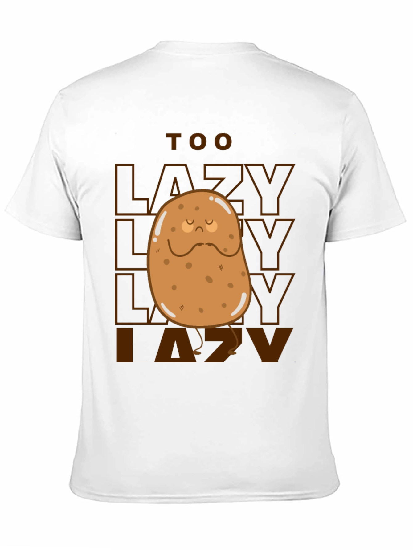 Black Too Lazy Potato Graphic Tee - Funny Unisex T-Shirt view 11