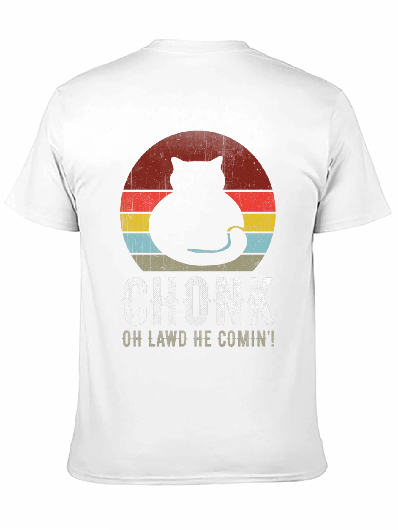 Black Chonk Cat Retro T-Shirt: Oh Lawd He Comin'! view 11