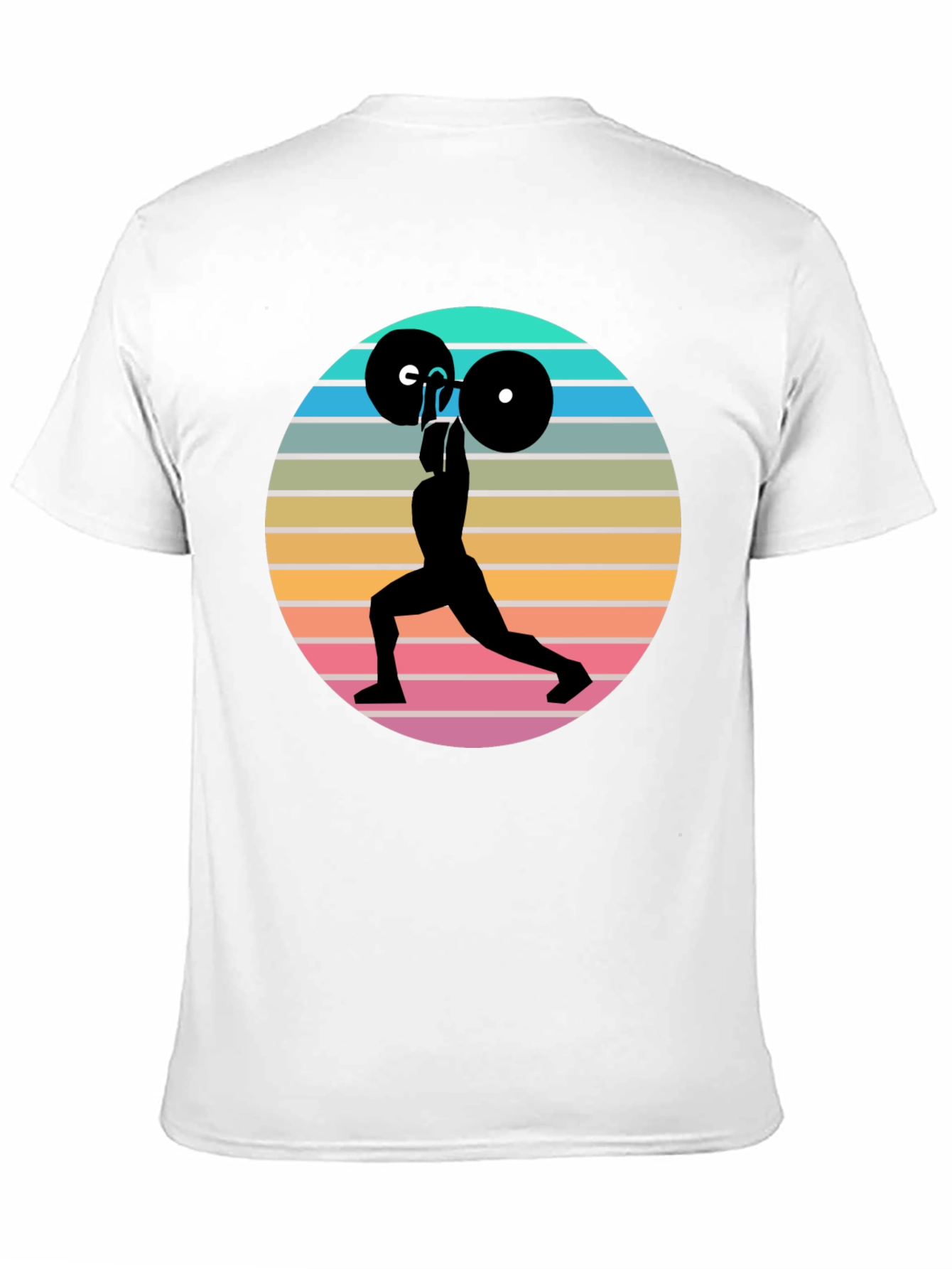Black Retro Fitness T-Shirt - Weightlifting Silhouette view 11