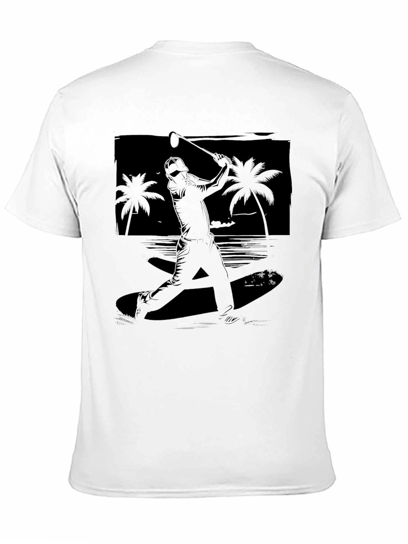 Black Beach Baseball Graphic Tee - Black Cotton T-Shirt view 11