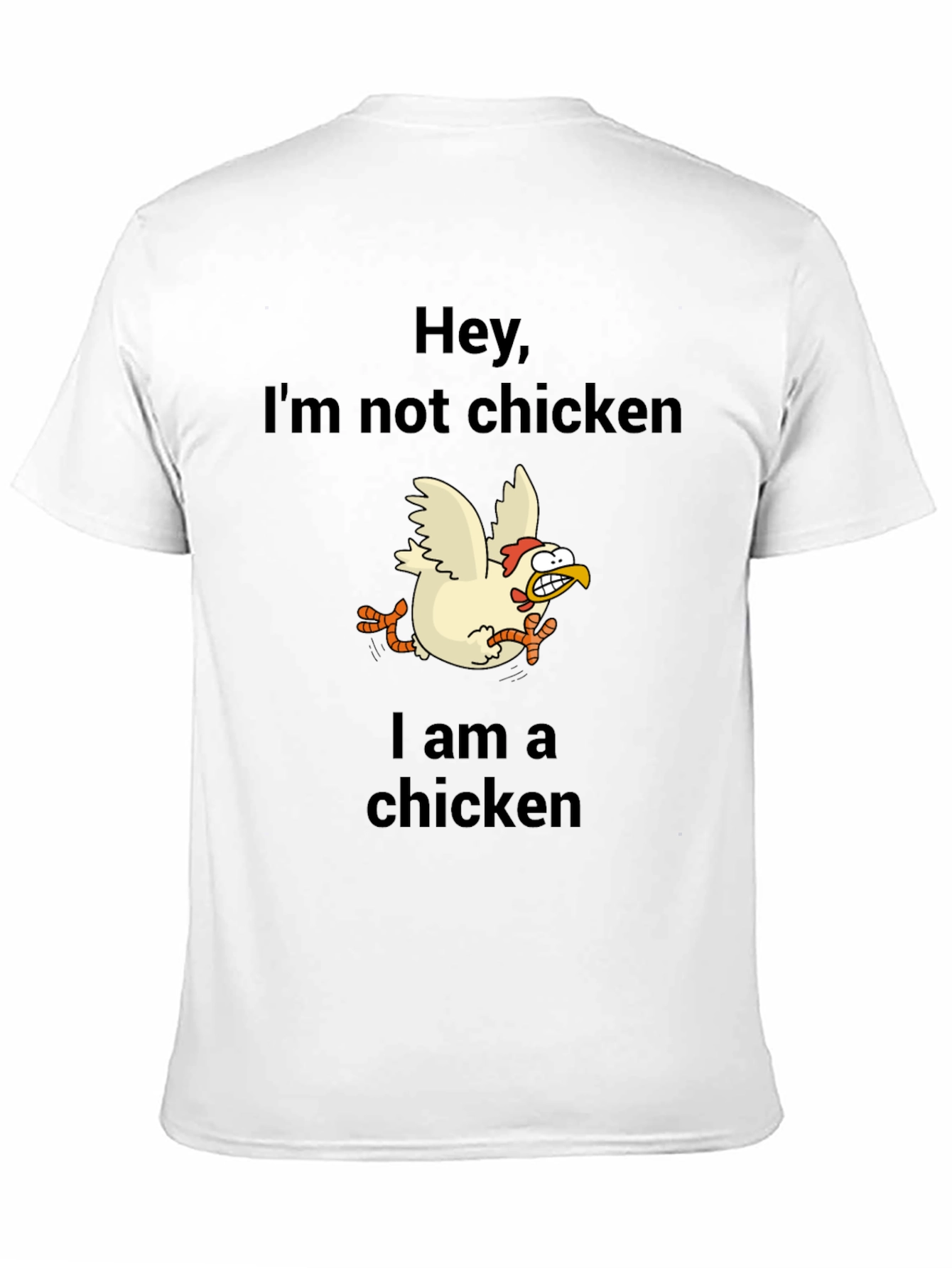Black Funny Chicken Graphic Tee - Hey, I'm Not Chicken T-Shirt view 11