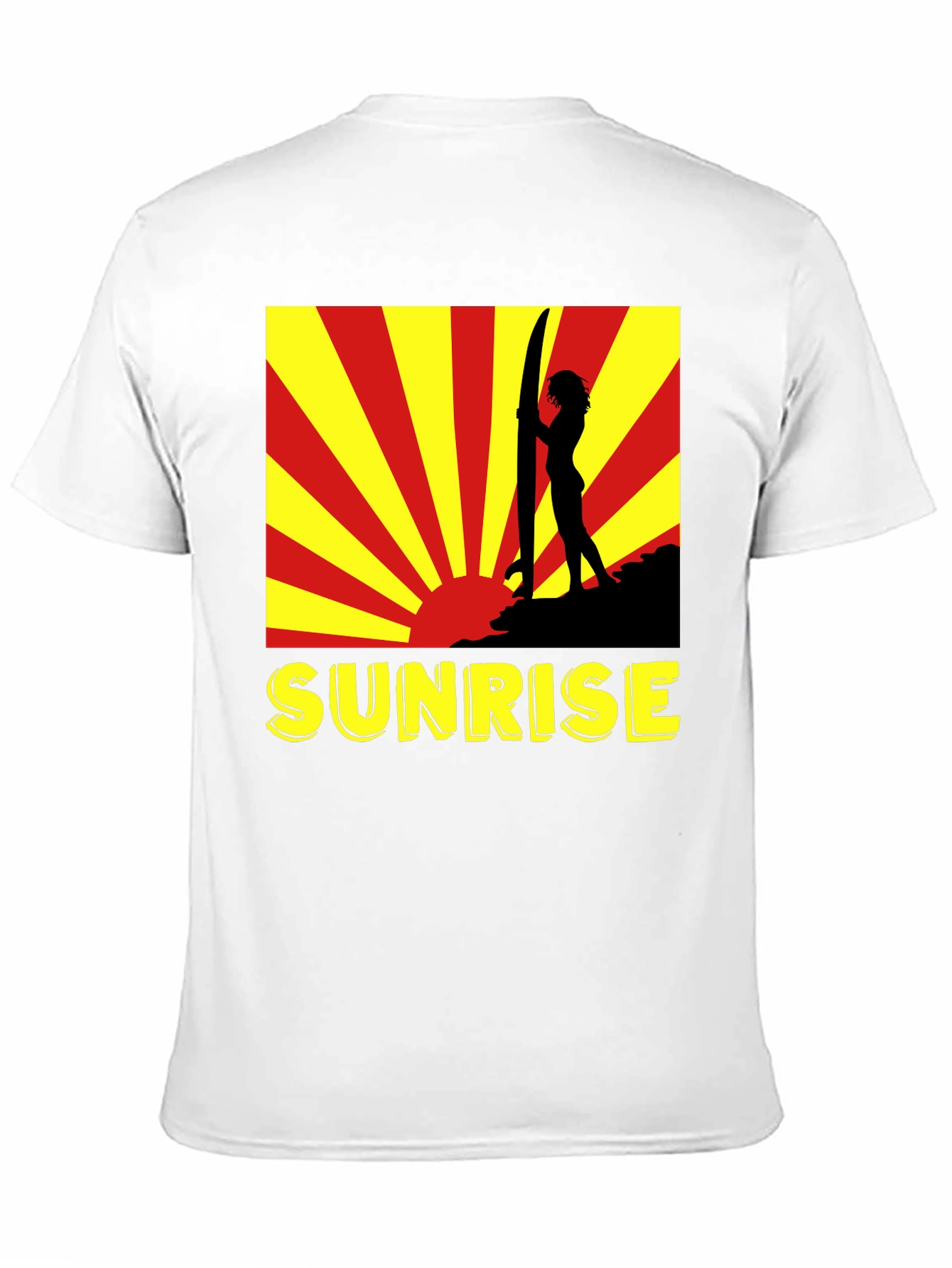 Black Sunrise Surfer Graphic Tee - Black Cotton T-Shirt view 11