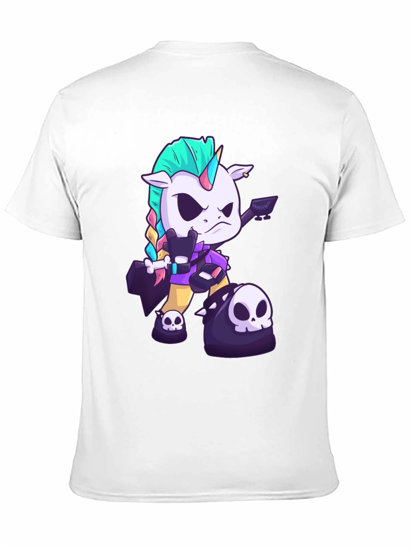 Black Edgy Unicorn Graphic Tee - Black Cotton T-Shirt view 11