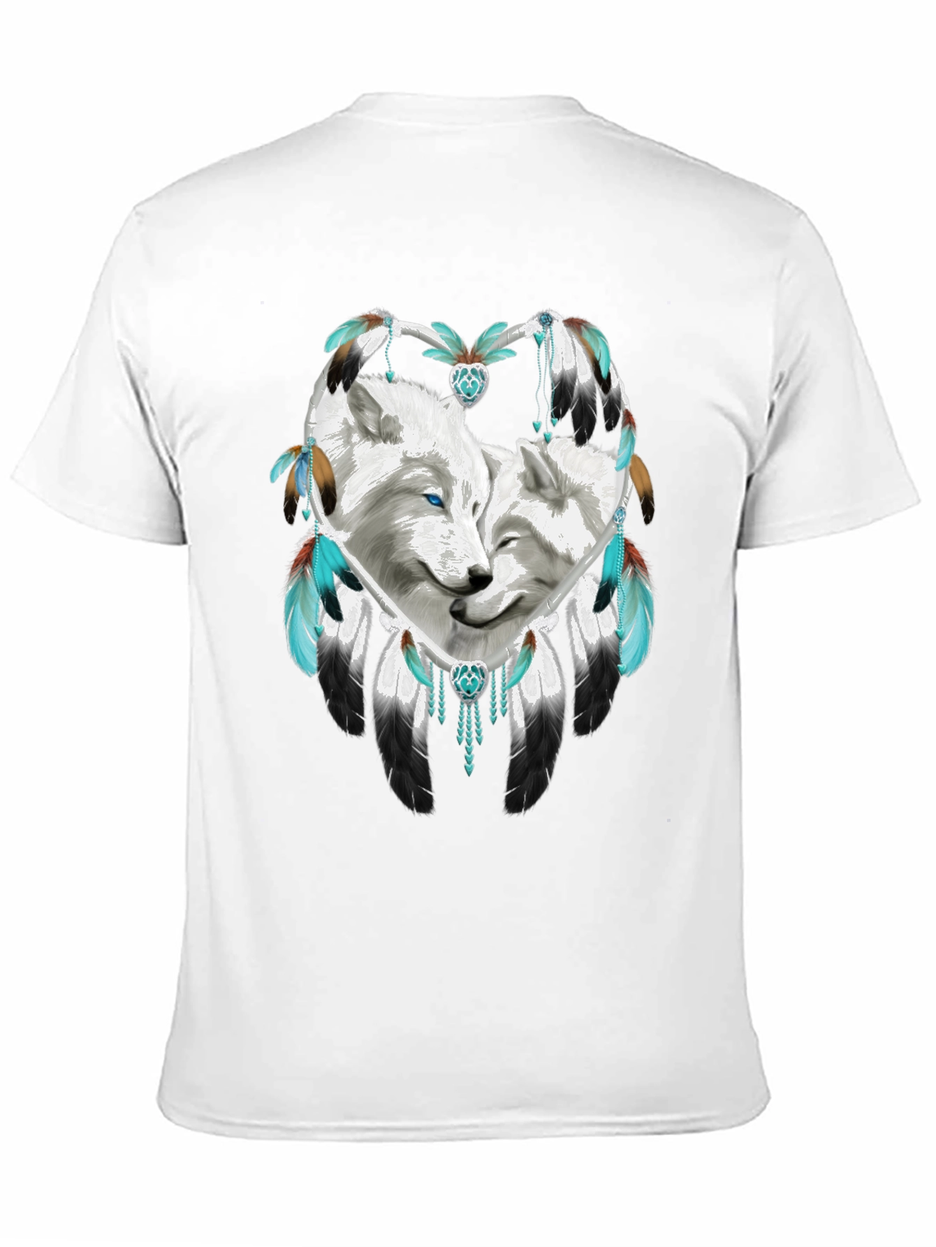 Black Wolf Dreamcatcher Graphic Tee - Black Cotton Blend Shirt view 11