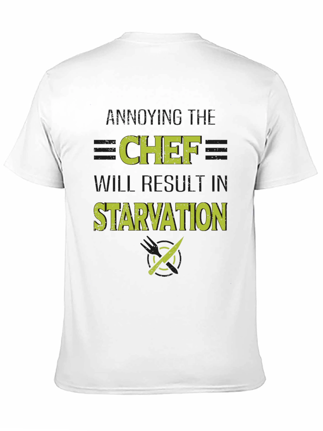 Black Funny Chef T-Shirt - Starvation Warning view 11
