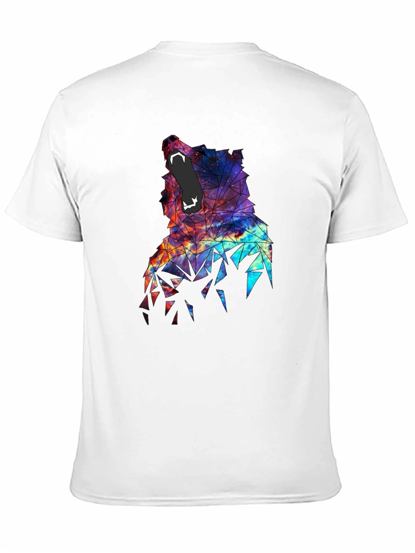 Black Geometric Wolf Galaxy T-Shirt - Unique Design view 11