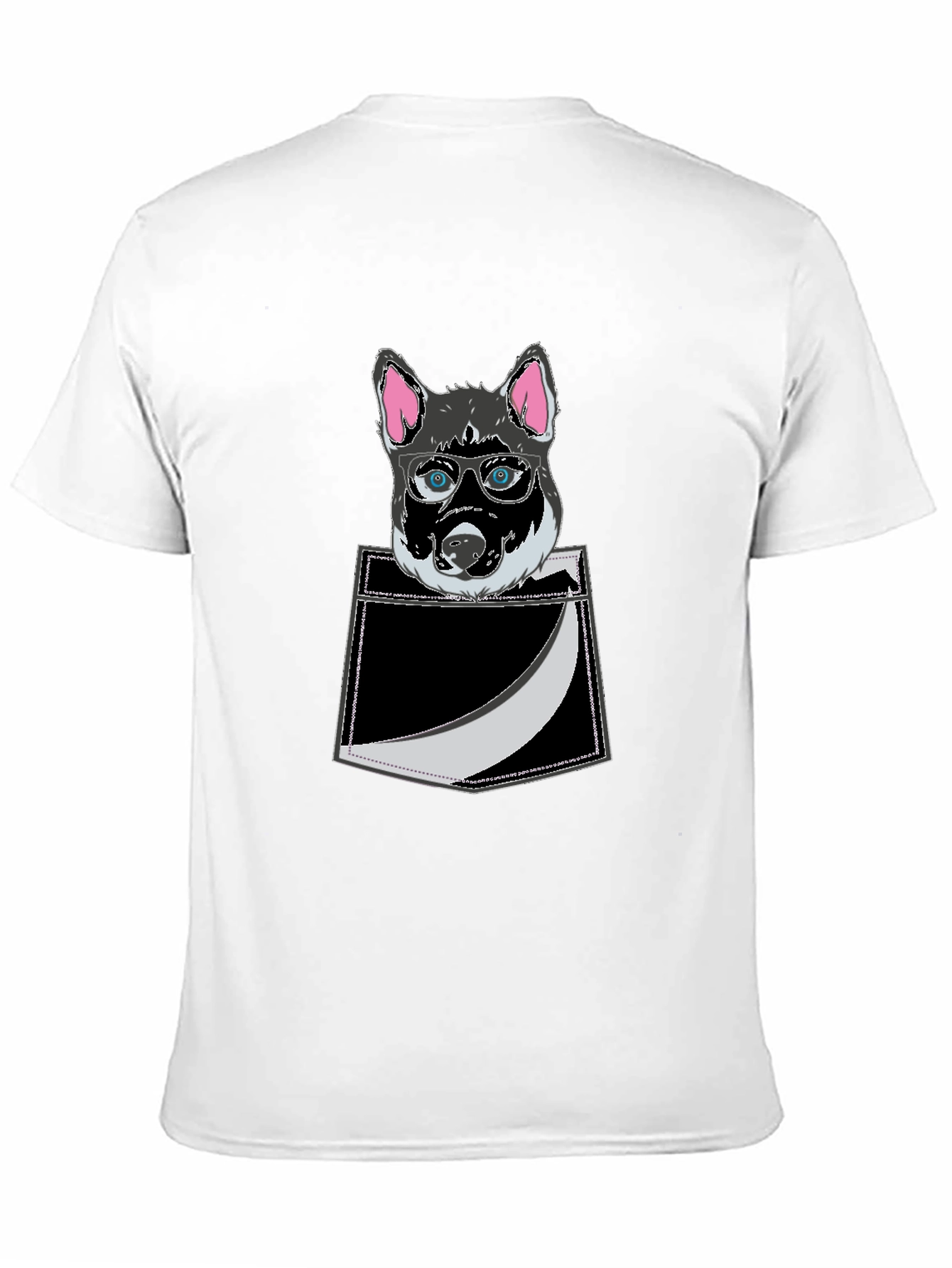 Black Cool Dog in Pocket T-Shirt - Stylish Graphic Tee view 11