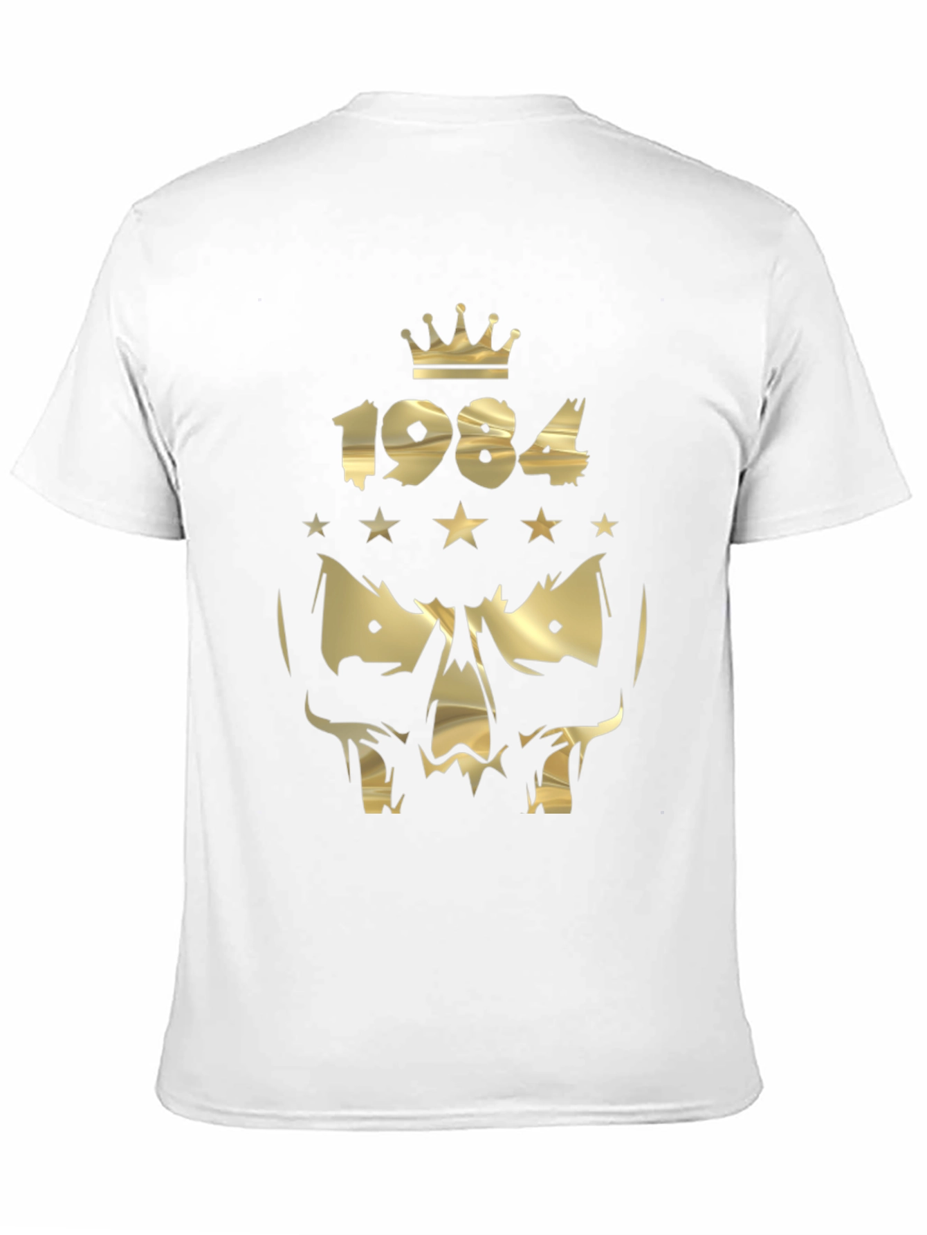 Black 1984 Skull Graphic T-Shirt - Gold Print Design view 11