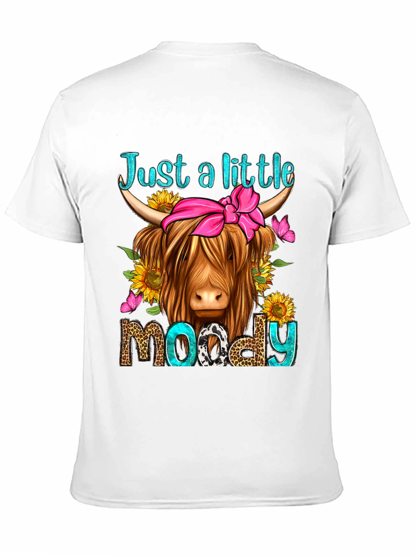 Black Just a Little Moody Highland Cow T-Shirt view 11