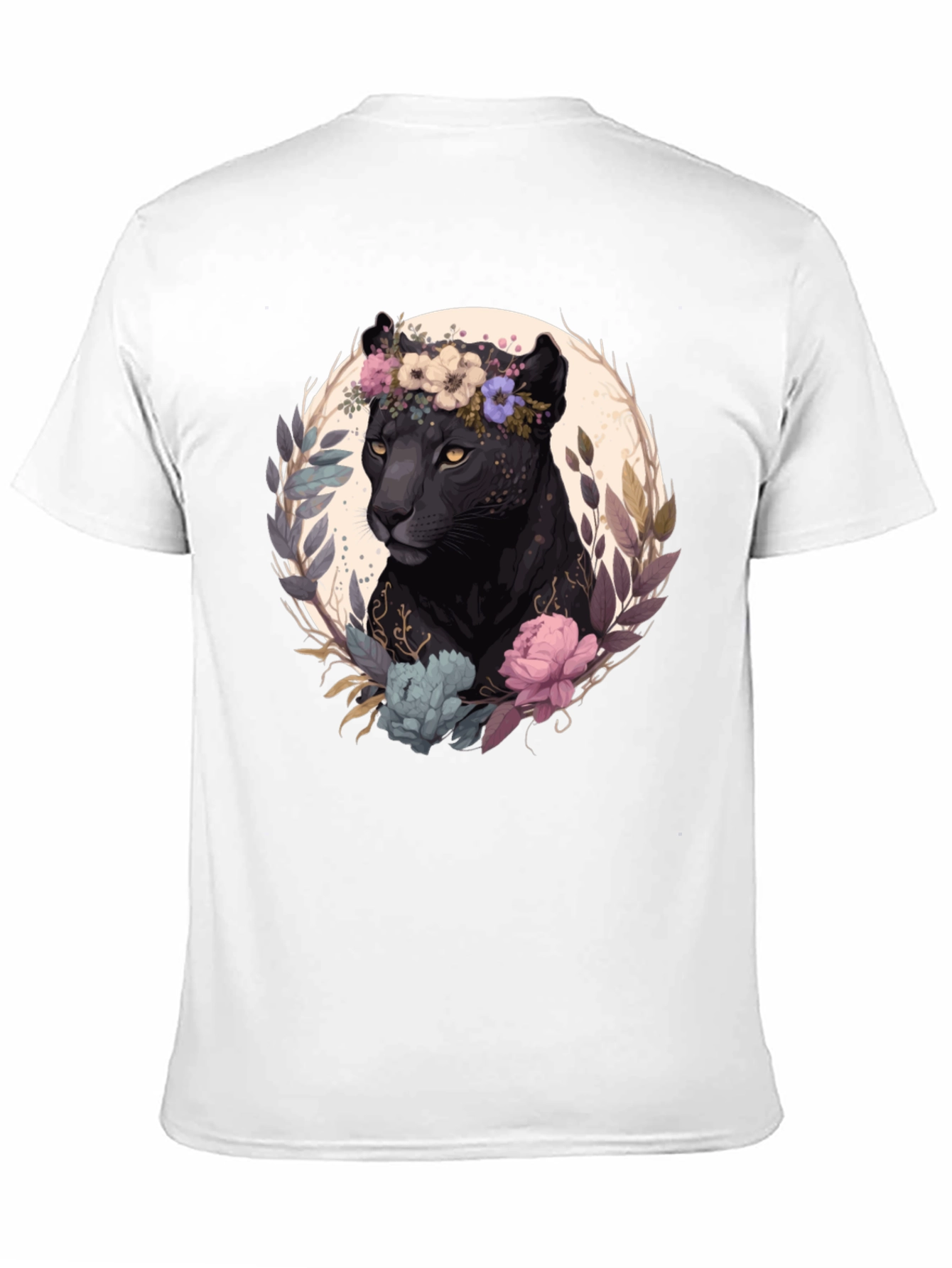 Black Black Panther Floral Wreath Graphic Tee view 11
