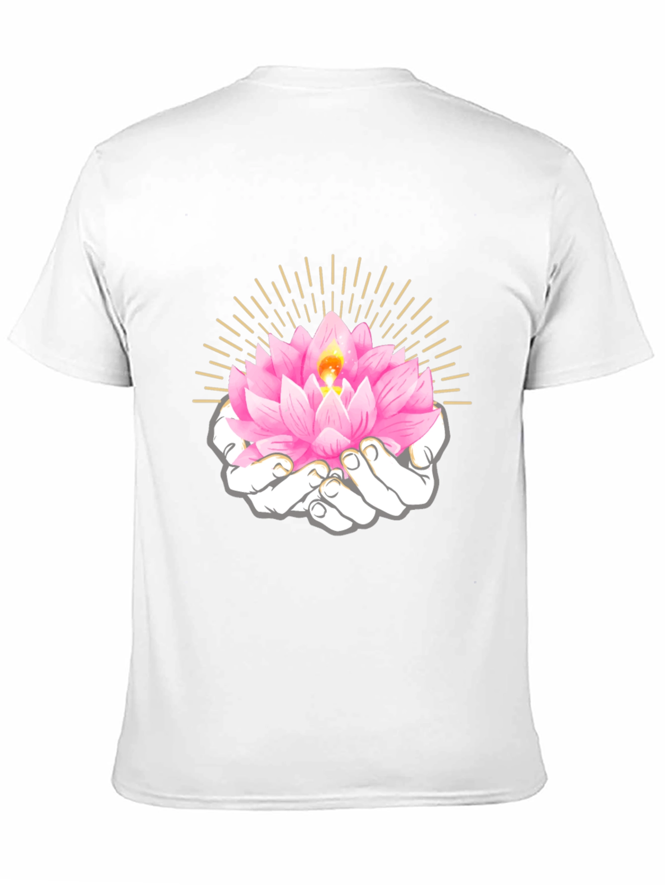Black Lotus Flower in Hands Graphic T-Shirt view 11