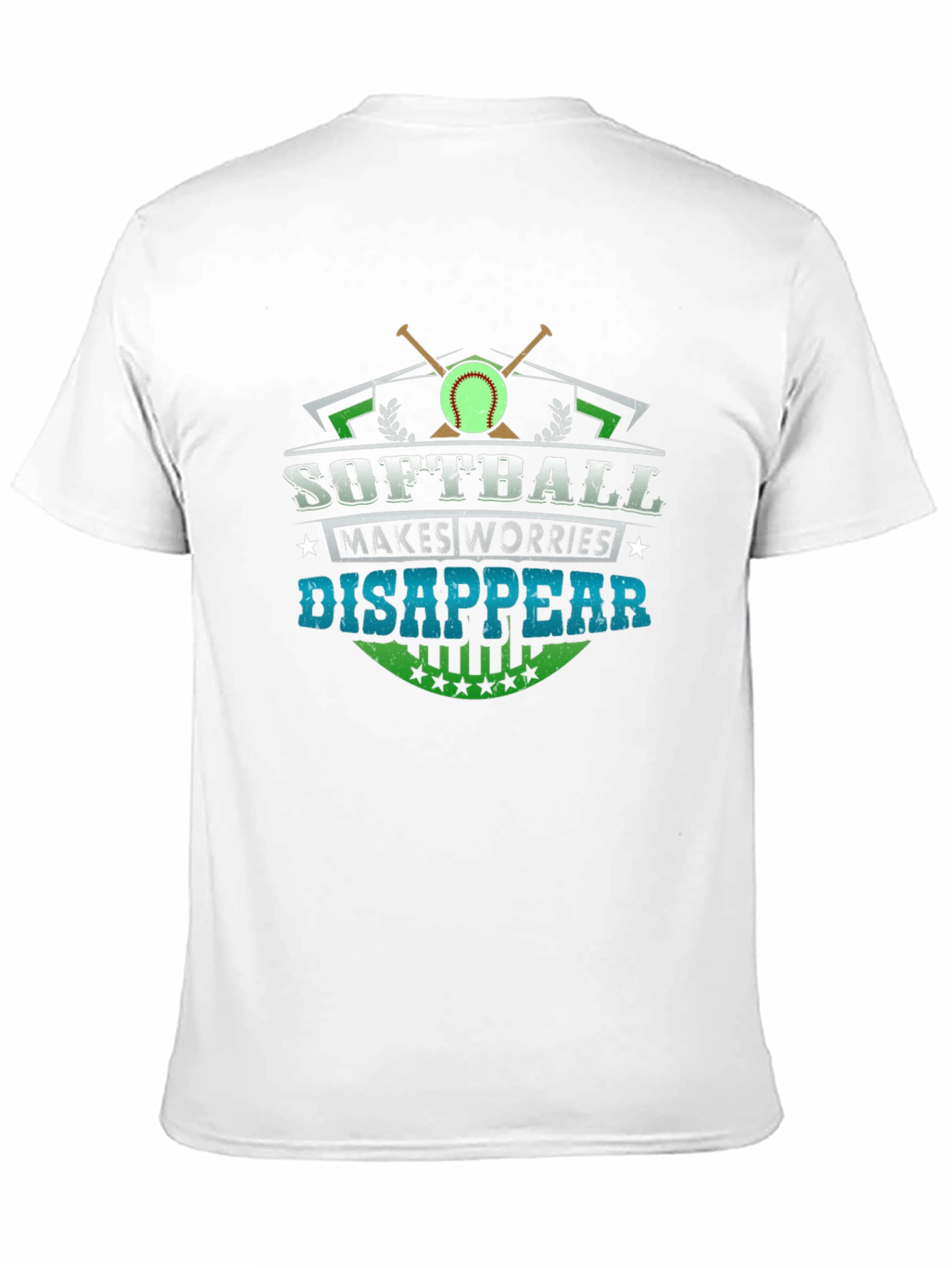 Black Softball Makes Worries Disappear Graphic T-Shirt view 11