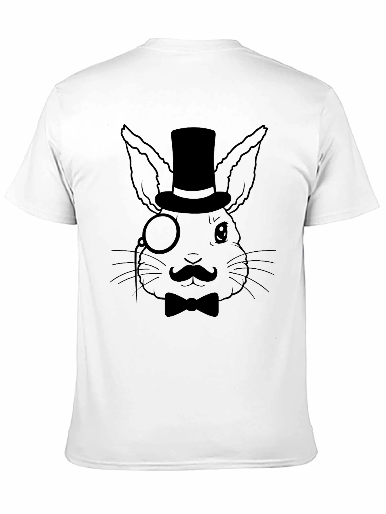 Black Dapper Rabbit Tee - Top Hat Monocle Bowtie Design view 11