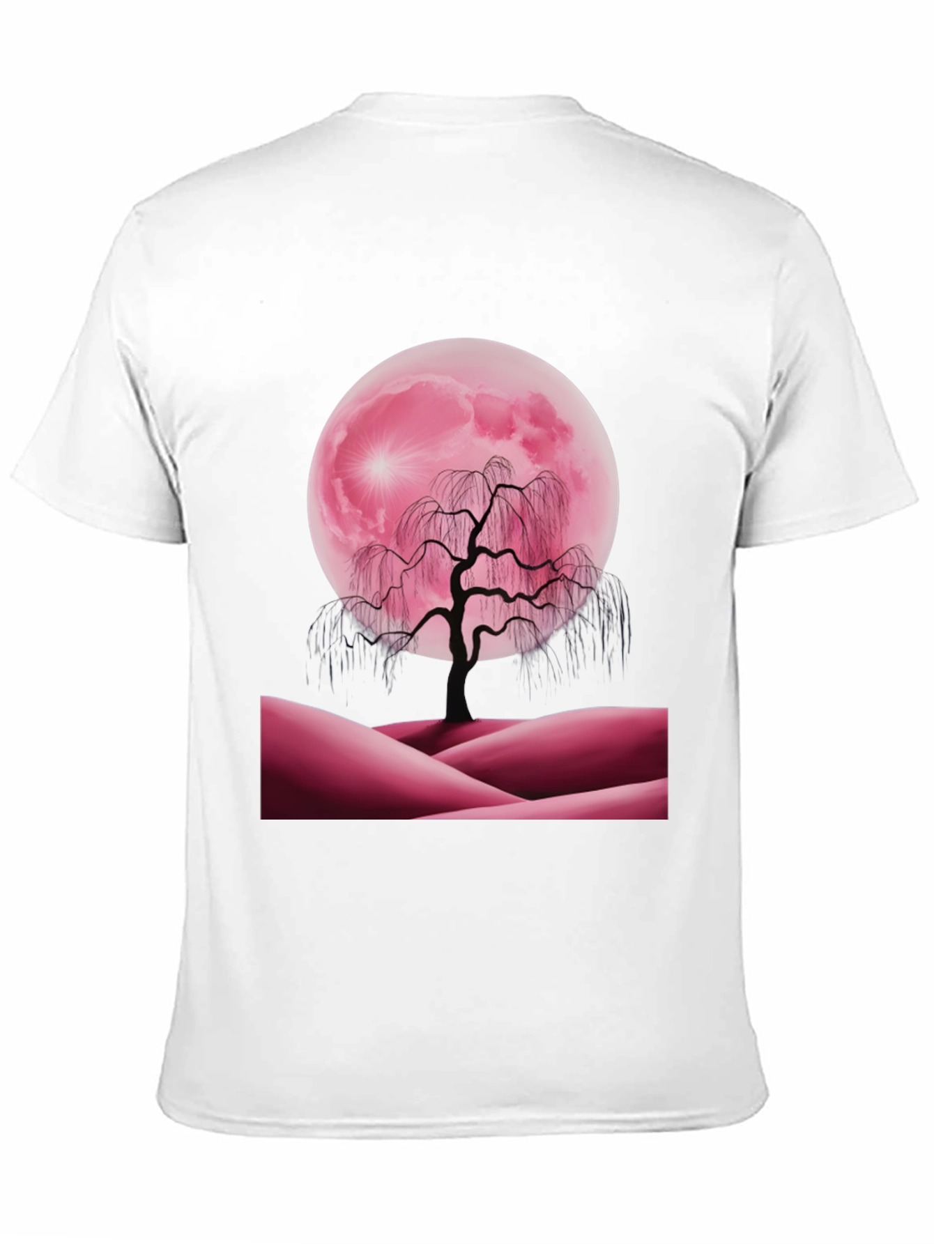 Black Pink Moon Tree Graphic Tee view 11
