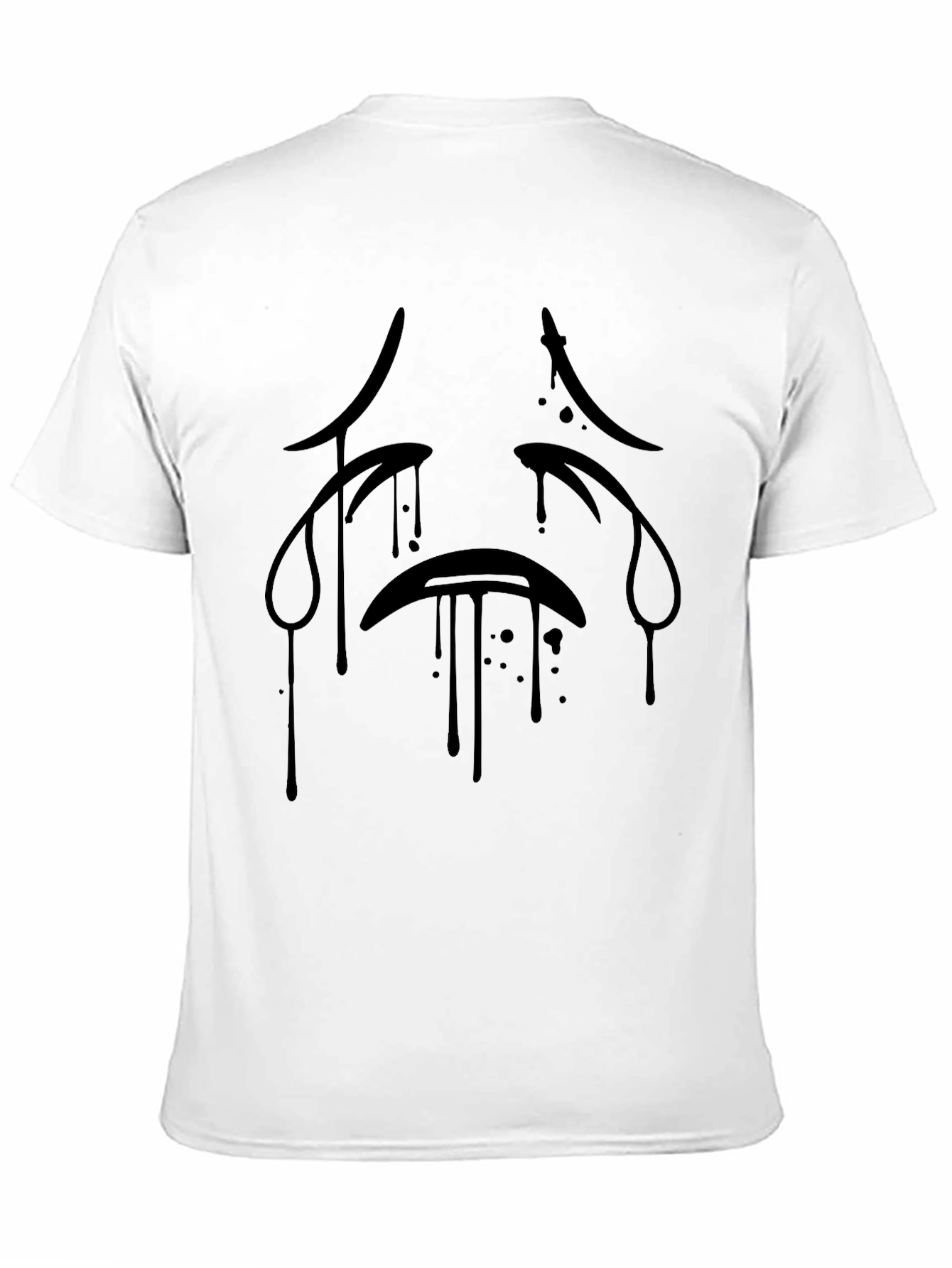 Black Sad Face Graphic Print T-Shirt - Men's Black Tee view 11