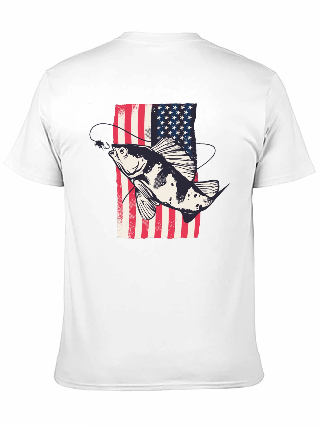 Black American Flag Fish Graphic Tee - Patriotic Angler Shirt view 11