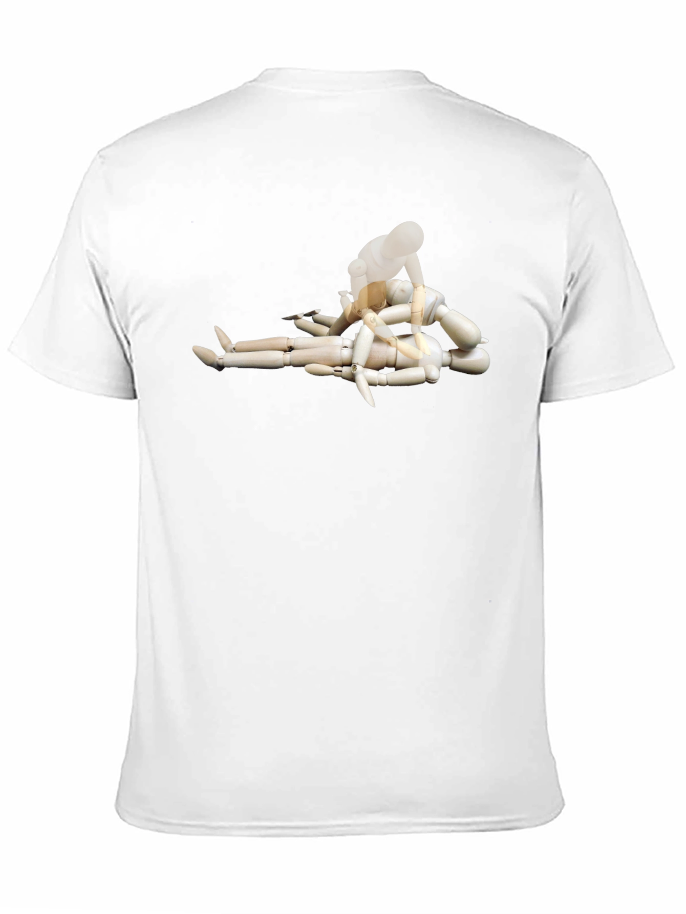 Black Man's Black Tee with Mannequin Pileup Graphic view 11