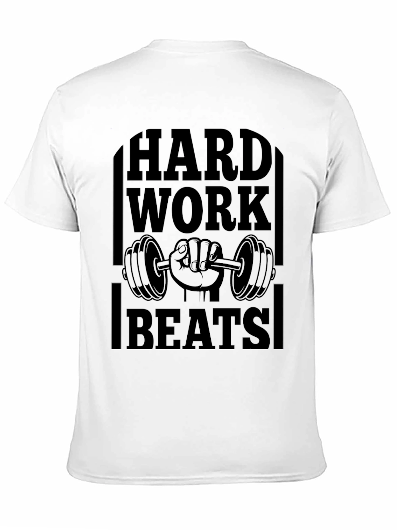 Black Hard Work Beats All Gym T-Shirt view 11