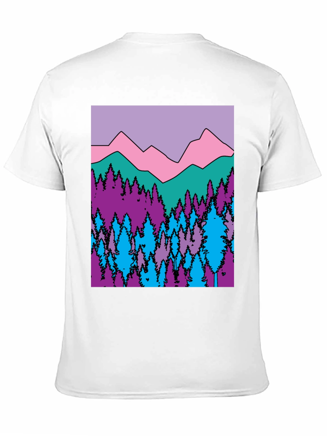 Black Mountains & Trees Graphic T-Shirt - Colorful Nature Design view 11