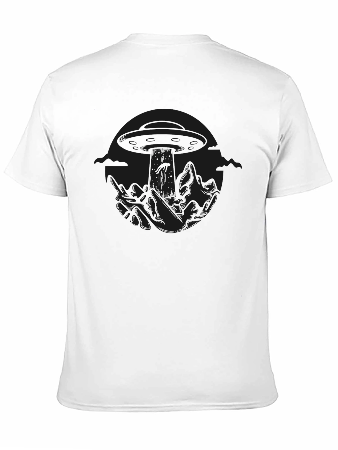 Black UFO Graphic Tee - Men's Short Sleeve Crew Neck T-Shirt view 11