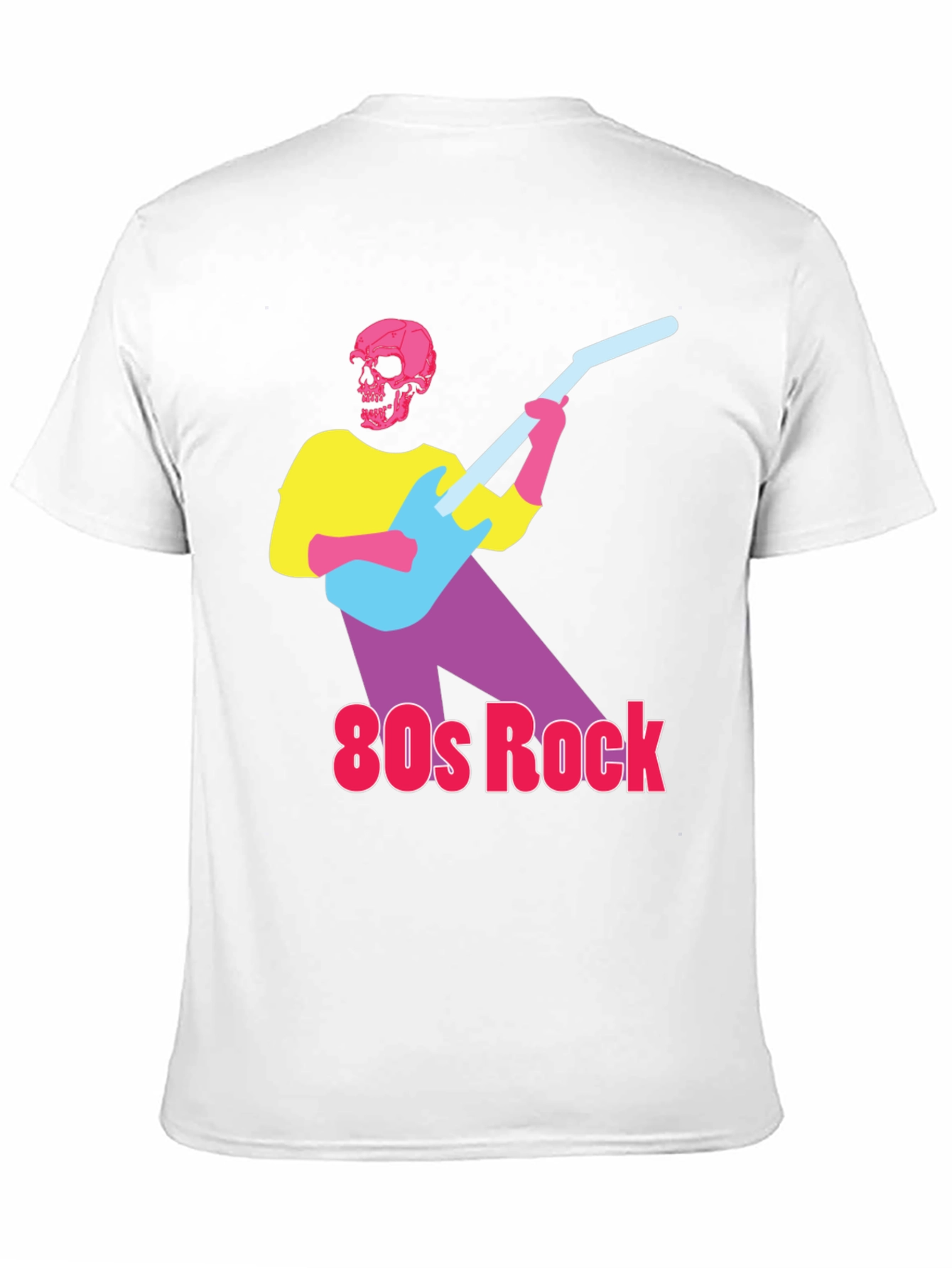 Black 80s Rock Skeleton Guitarist Graphic Tee view 11