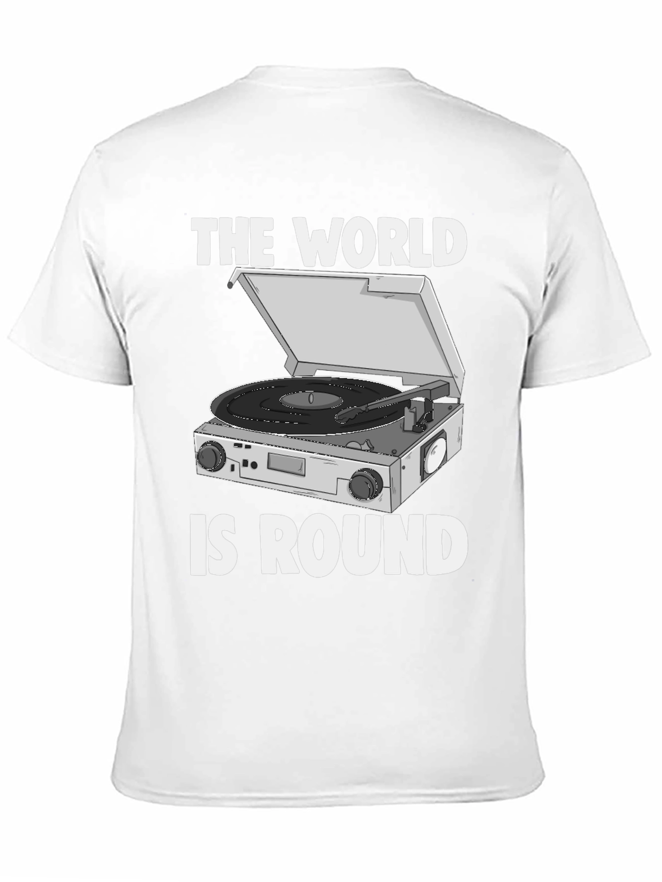 Black The World is Round Vinyl Turntable T-Shirt view 11
