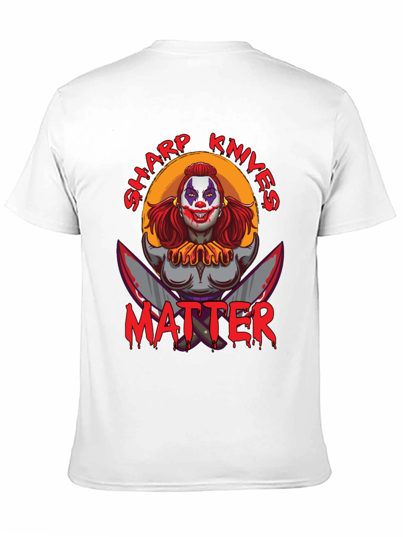 Black Sharp Knives Matter Graphic T-Shirt - Horror Clown Tee view 11