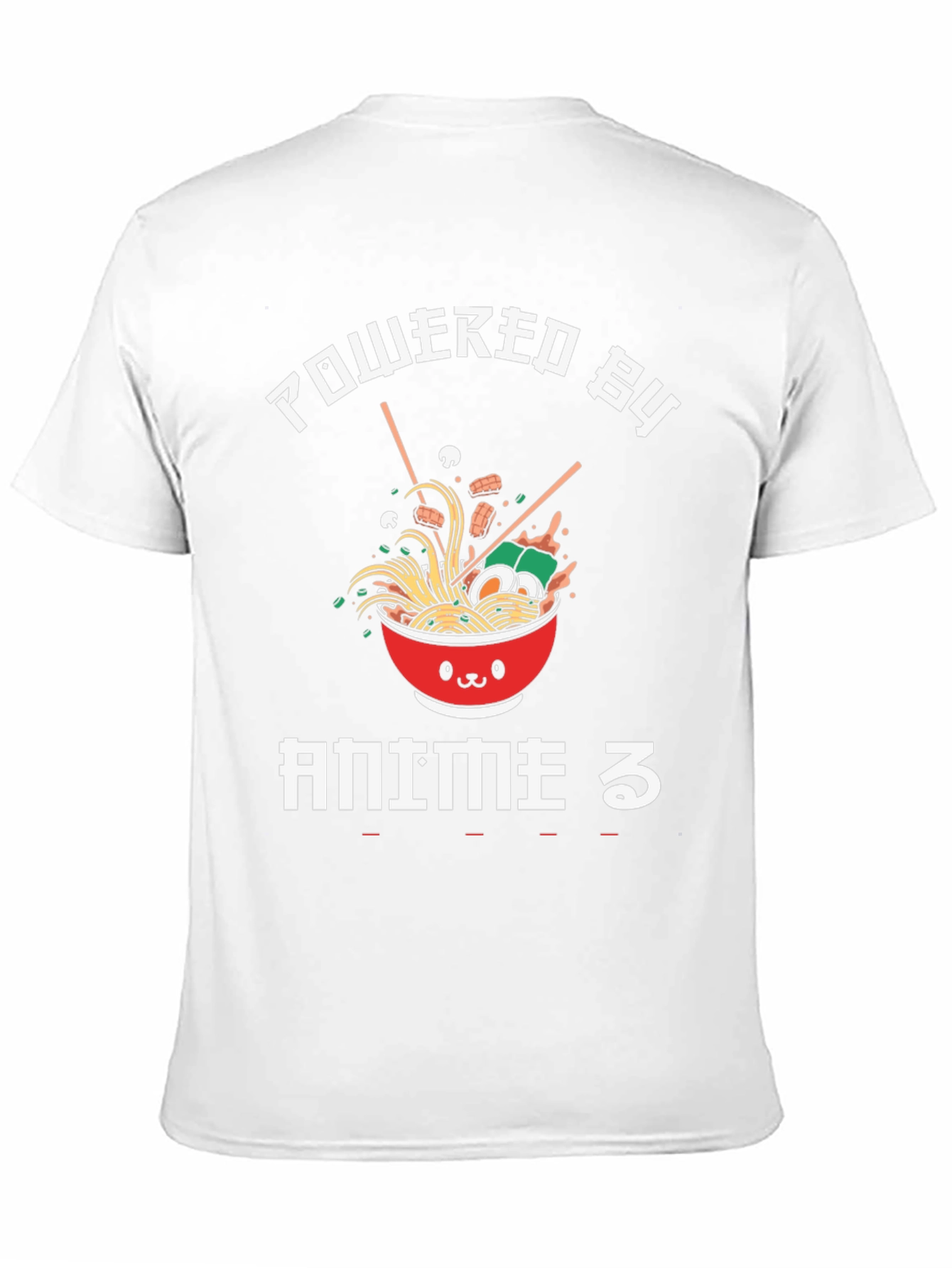 Black Powered by Anime Ramen Graphic T-Shirt view 11