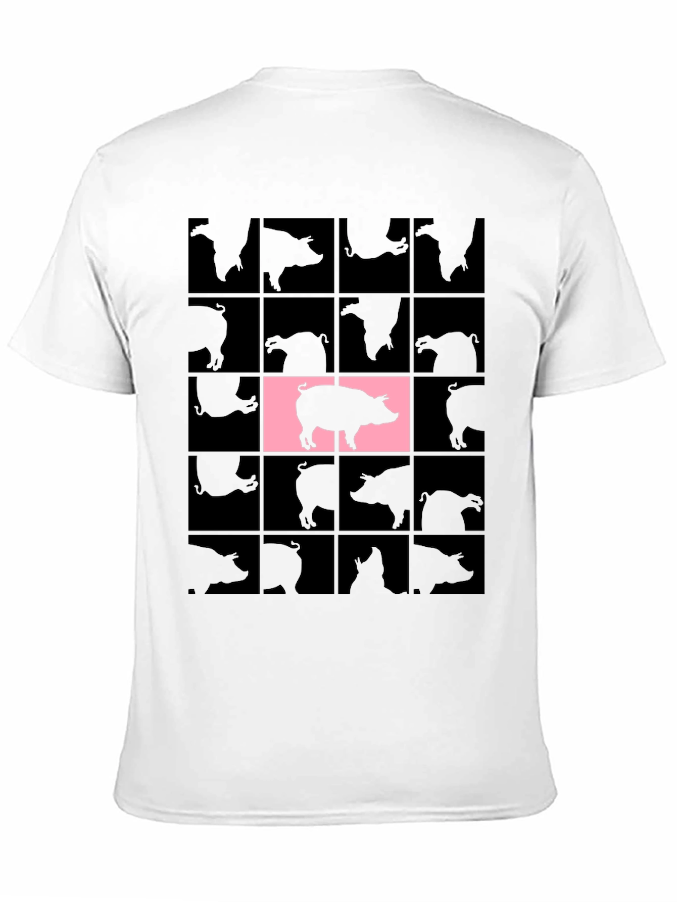 Black Pig Grid T-Shirt - Unique Graphic Tee view 11