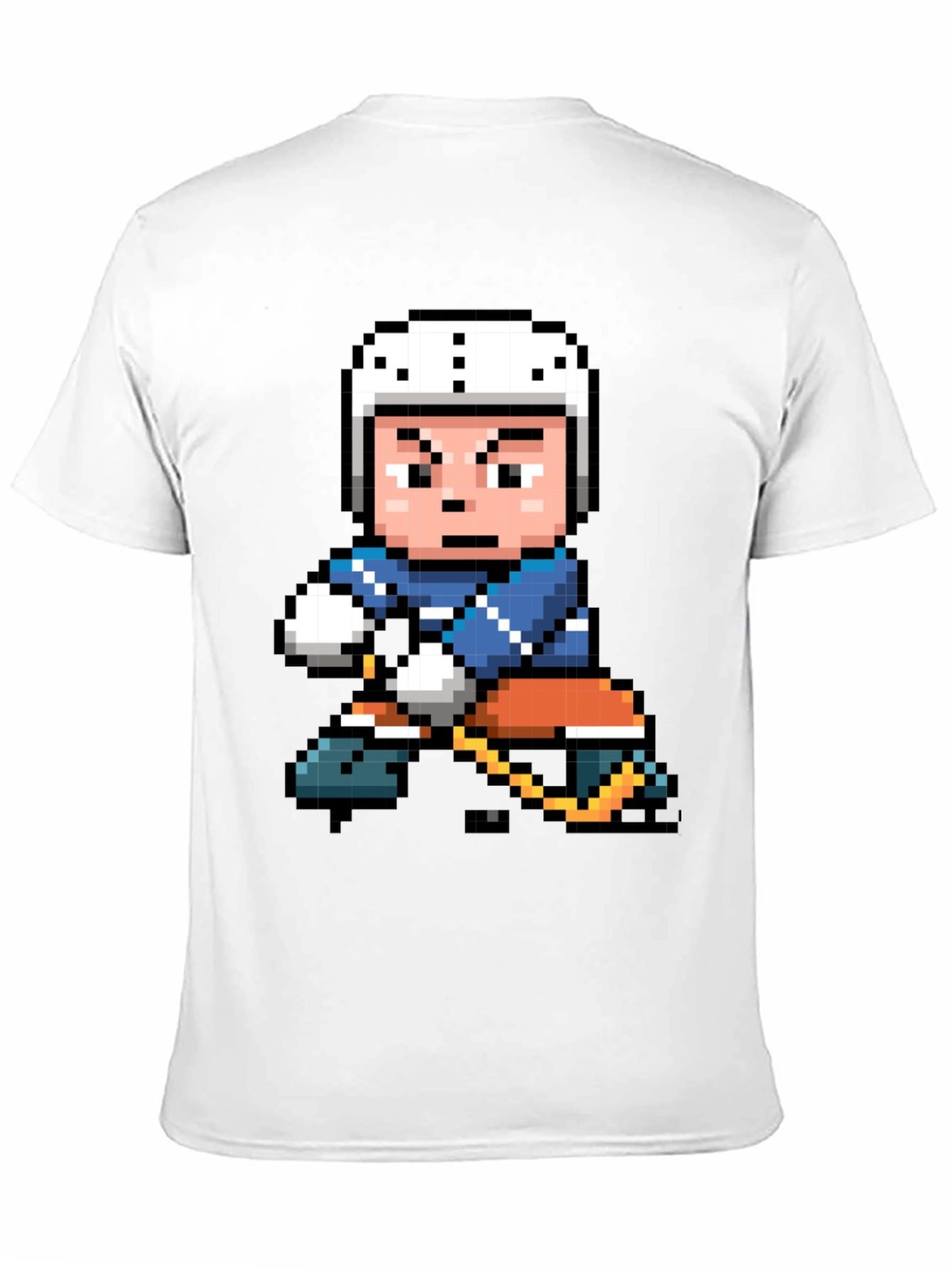 Black Retro Pixel Hockey Player Graphic T-Shirt view 11