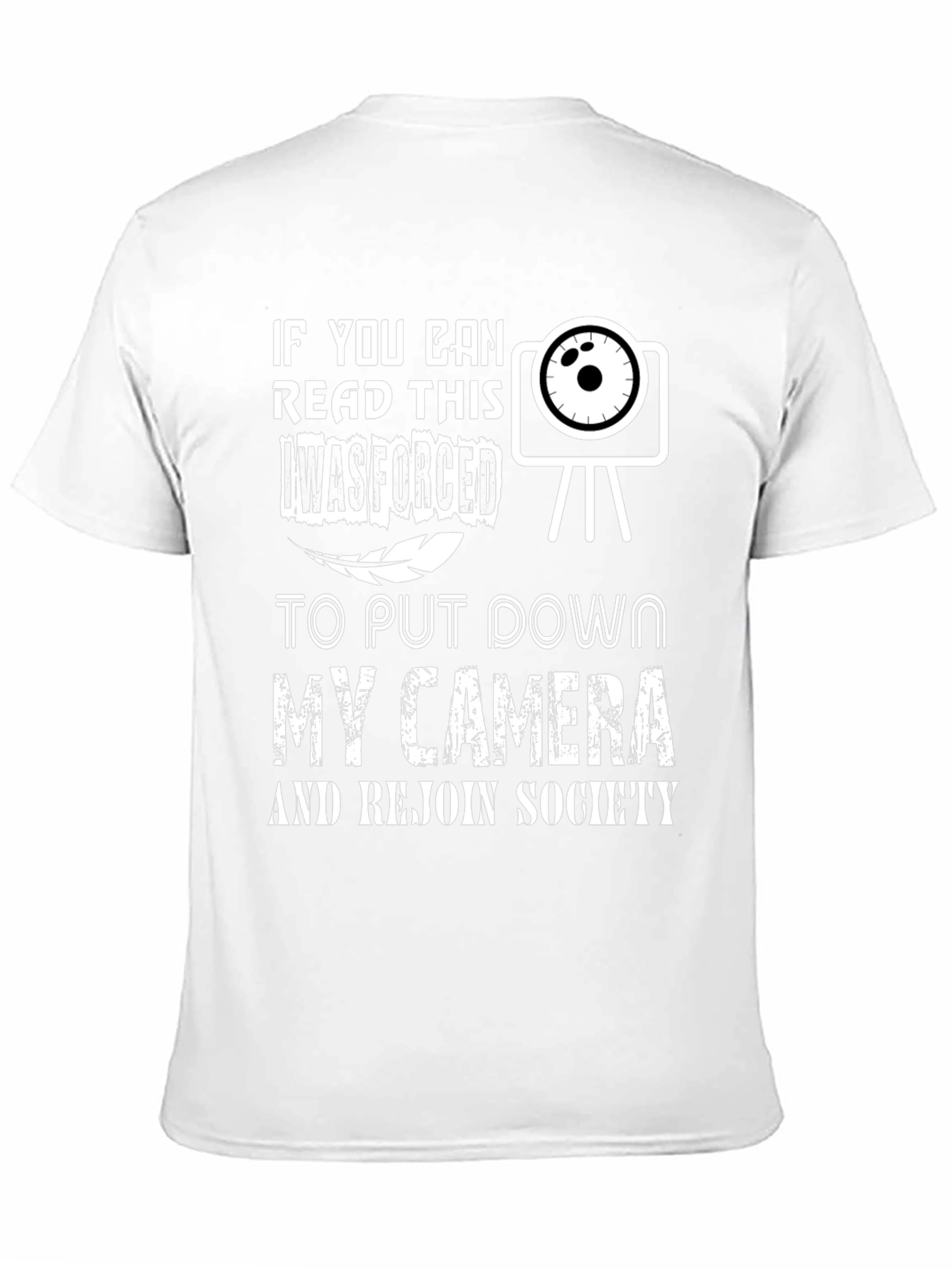 Black Funny Camera T-Shirt - Forced to Put Down My Camera view 11